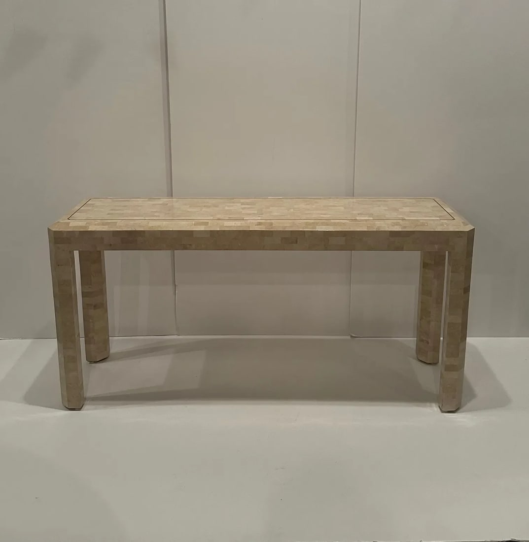 Maitland Smith Tessellated Stone and Inlaid Brass Console - 6