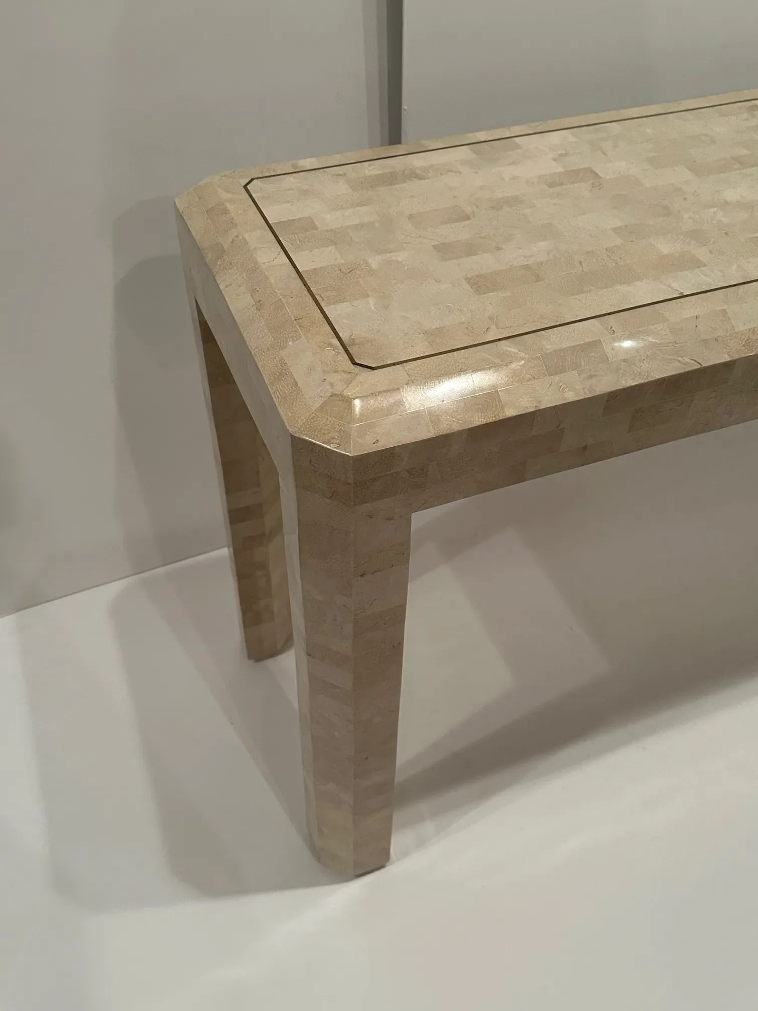 Maitland Smith Tessellated Stone and Inlaid Brass Console - 8