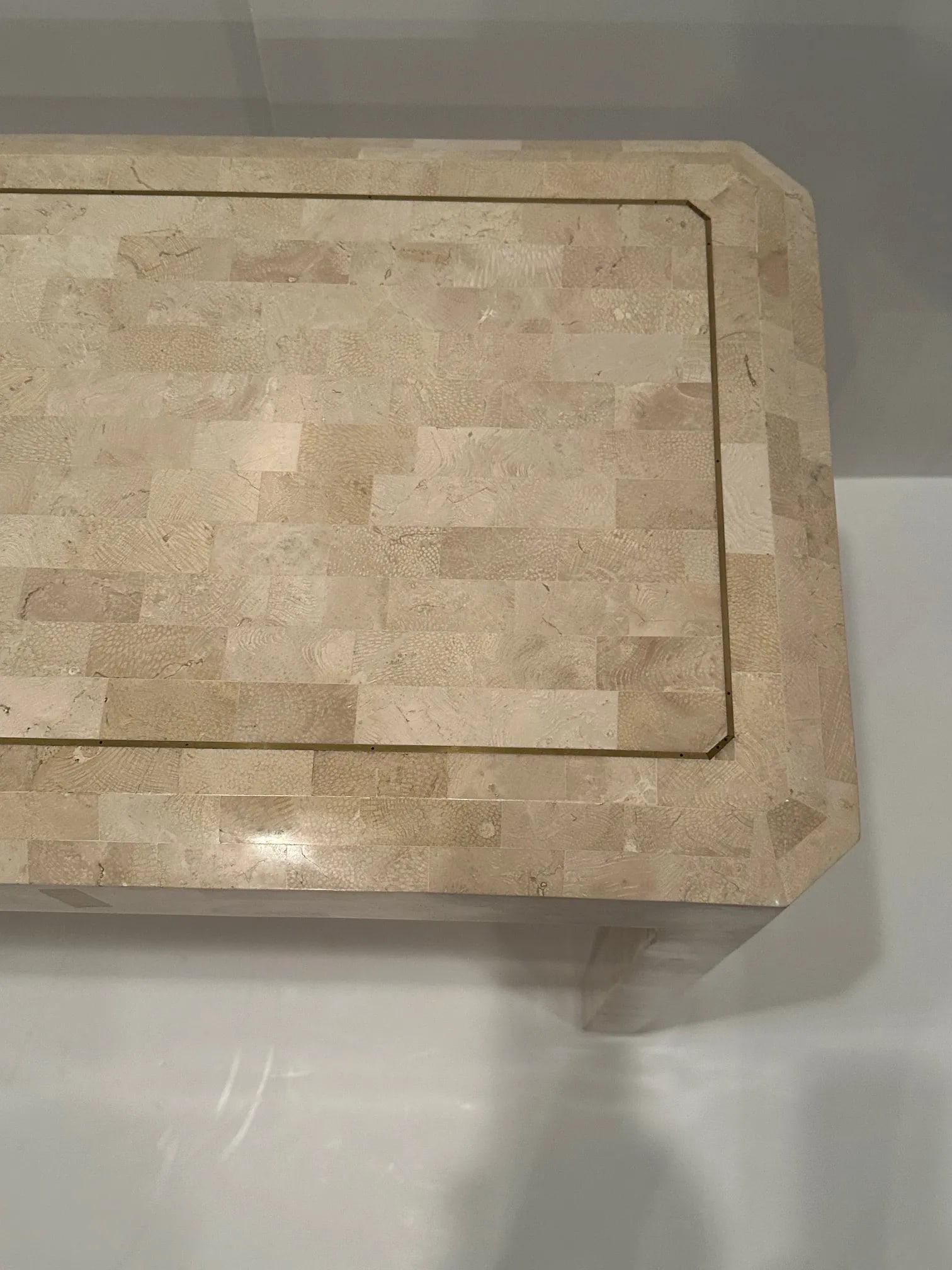 Maitland Smith Tessellated Stone and Inlaid Brass Console - 9