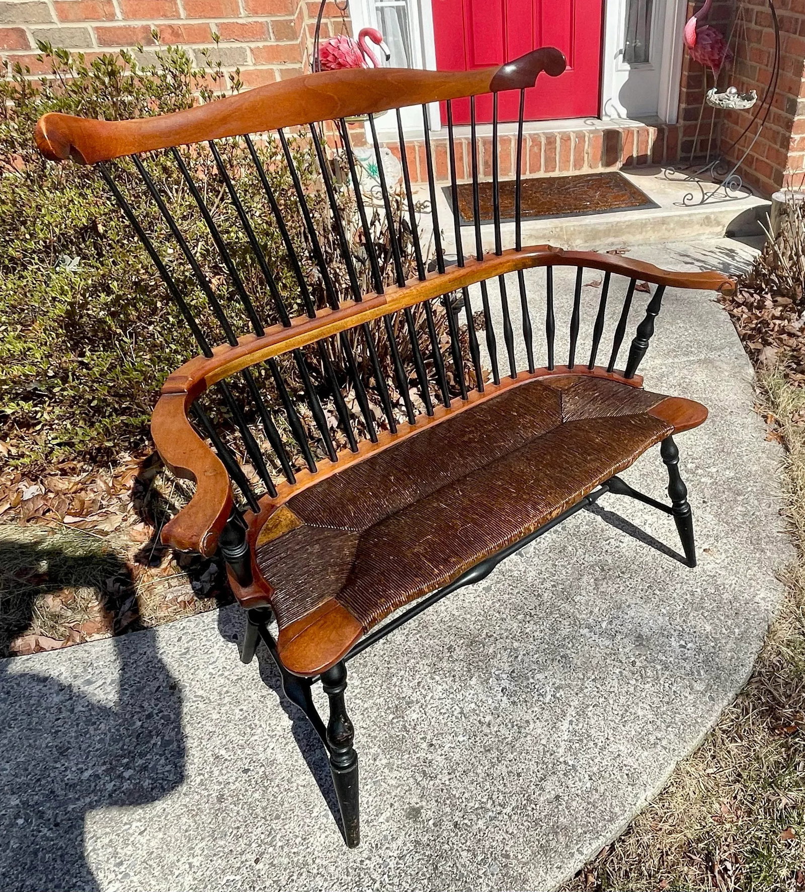Mid 20th Century Vintage Pennsylvania Fan Back Windsor Settee/Bench - 12