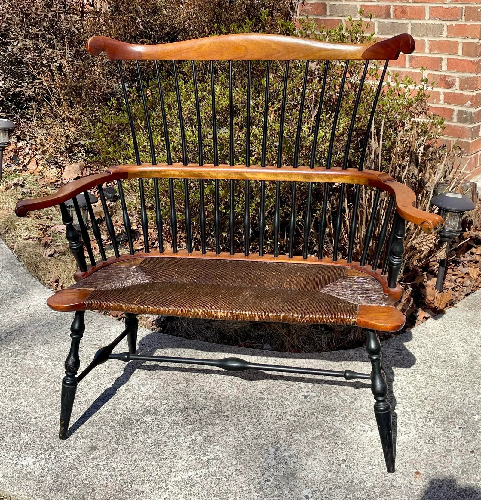 Mid 20th Century Vintage Pennsylvania Fan Back Windsor Settee/Bench - 2