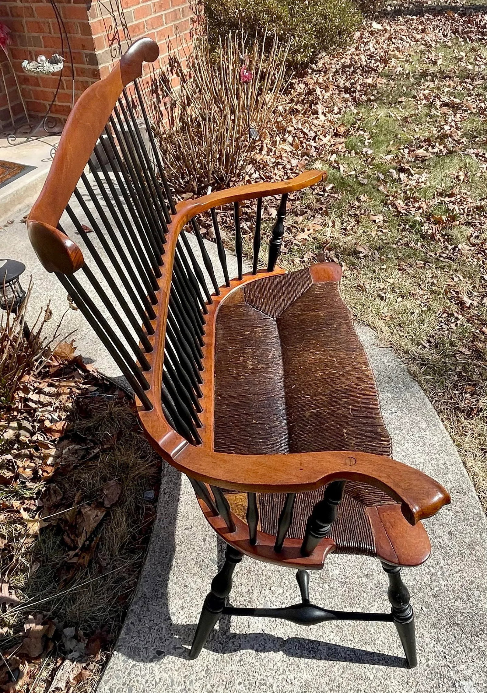 Mid 20th Century Vintage Pennsylvania Fan Back Windsor Settee/Bench - 3