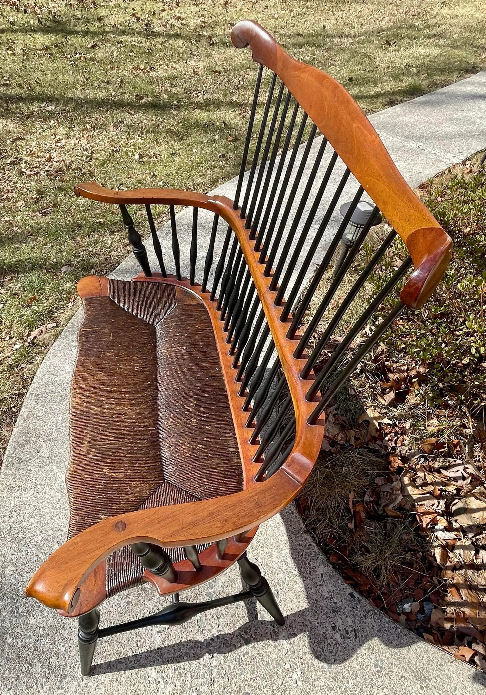 Mid 20th Century Vintage Pennsylvania Fan Back Windsor Settee/Bench - 4