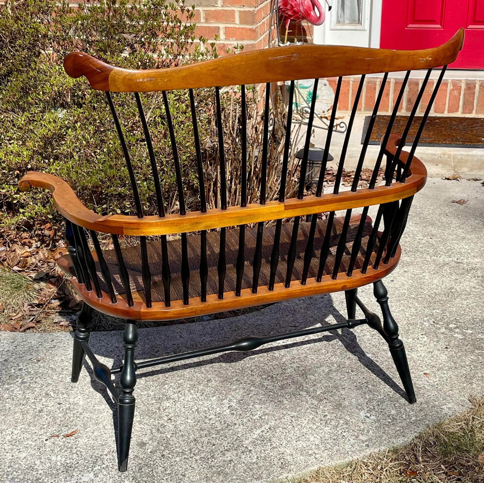 Mid 20th Century Vintage Pennsylvania Fan Back Windsor Settee/Bench - 5