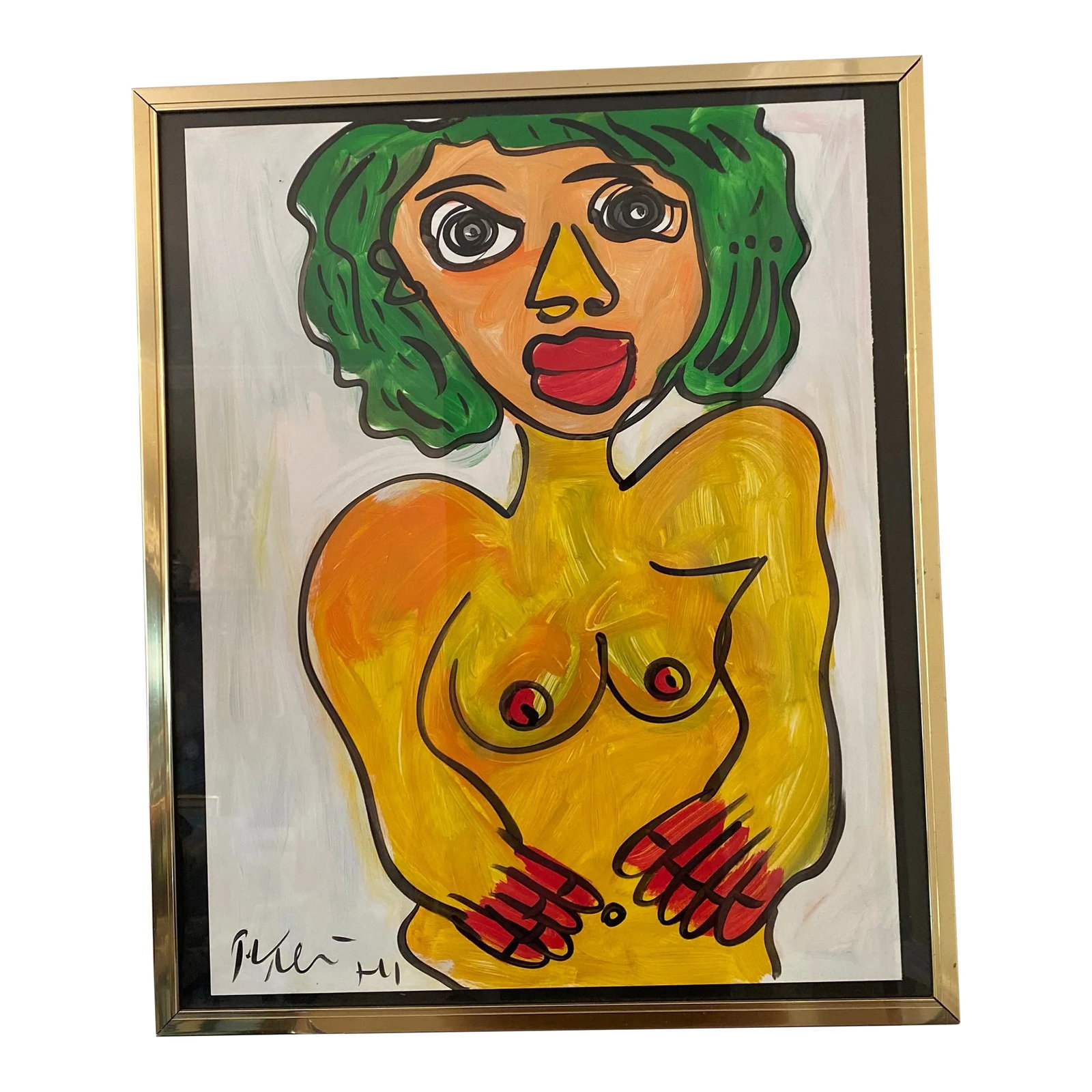 1970 Peter Keil Abstract Nude Figure of a Woman Painting ~ Framed: Fantastic Original Painting by 85 yr old International German Artist Peter Robert Keil (born 1942). This beautiful piece was executed with oil on hardboard and depicts a whimsical abstract female