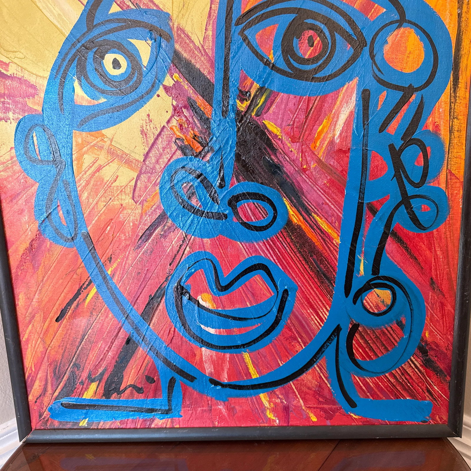1970s Vintage Abstract Portraiture, Painting by Peter Robert Keil, Framed - 3