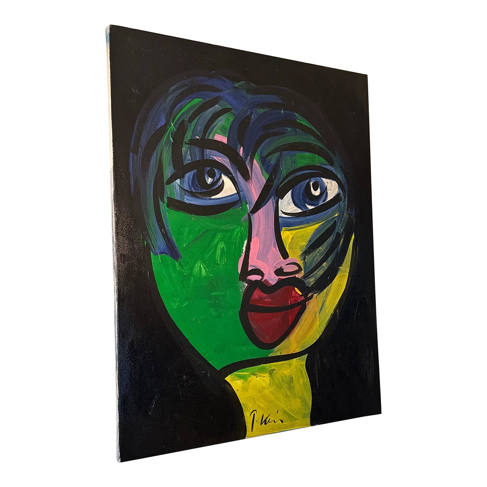 1970s Big Abstract Portrait by Peter Keil: Fantastic original paintings by Listed world renowned artist Peter Robert Keil (born 1942 Germany) Peter has self proclaimed to be the last of the living legend artists working in his career with