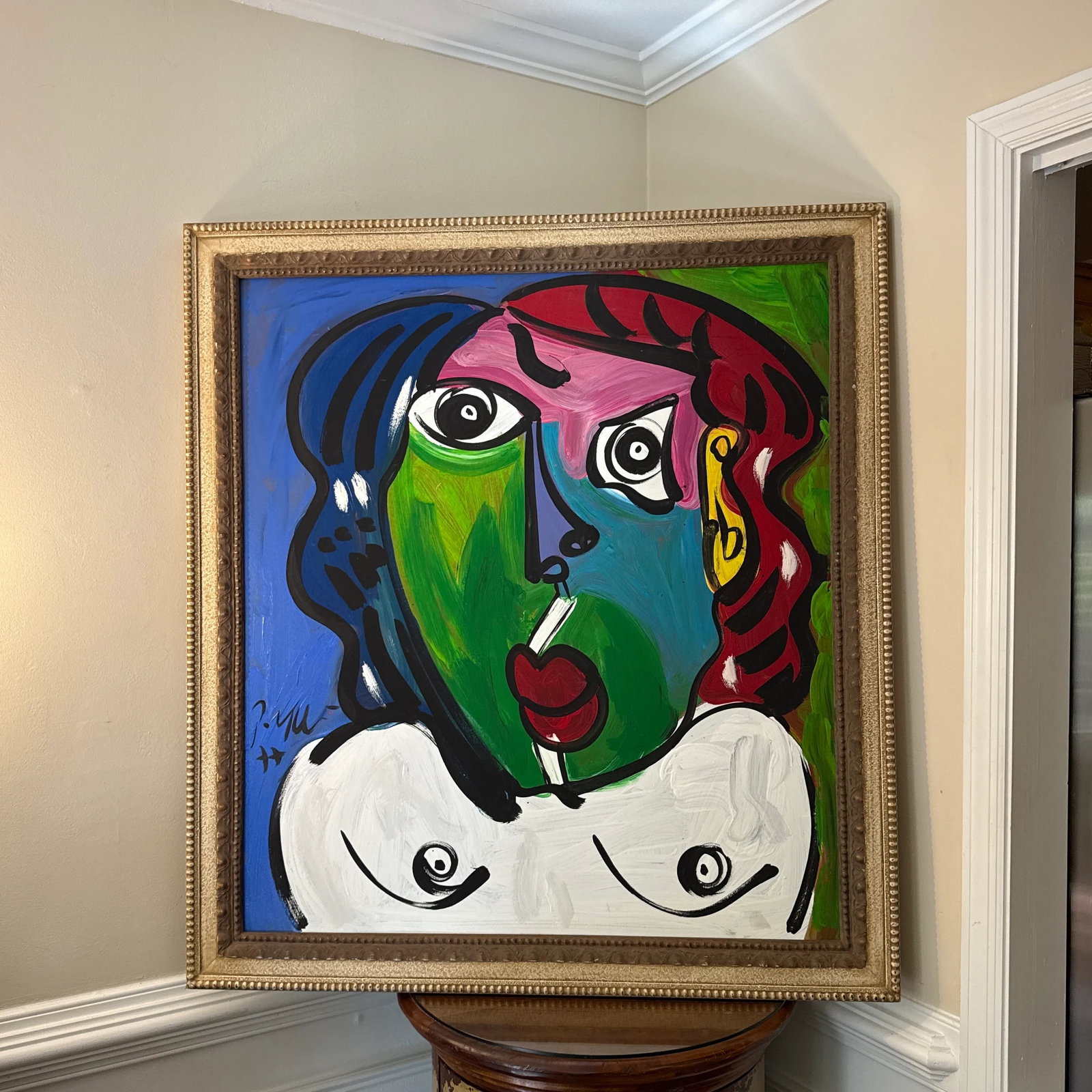1970s Vintage Abstract Portraiture, Painting by Peter Robert Keil, Framed - 2