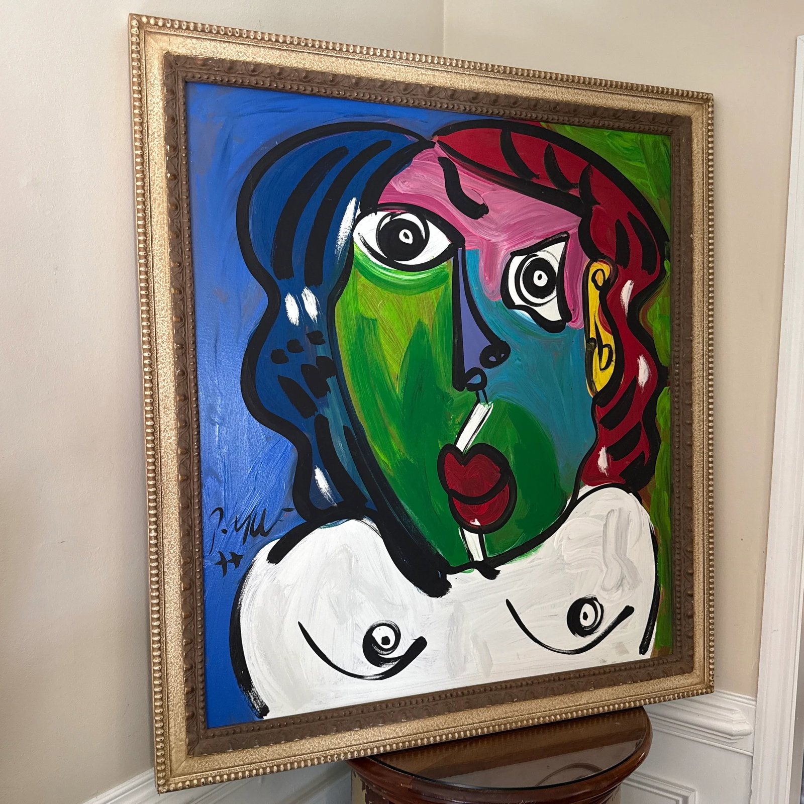 1970s Vintage Abstract Portraiture, Painting by Peter Robert Keil, Framed - 3