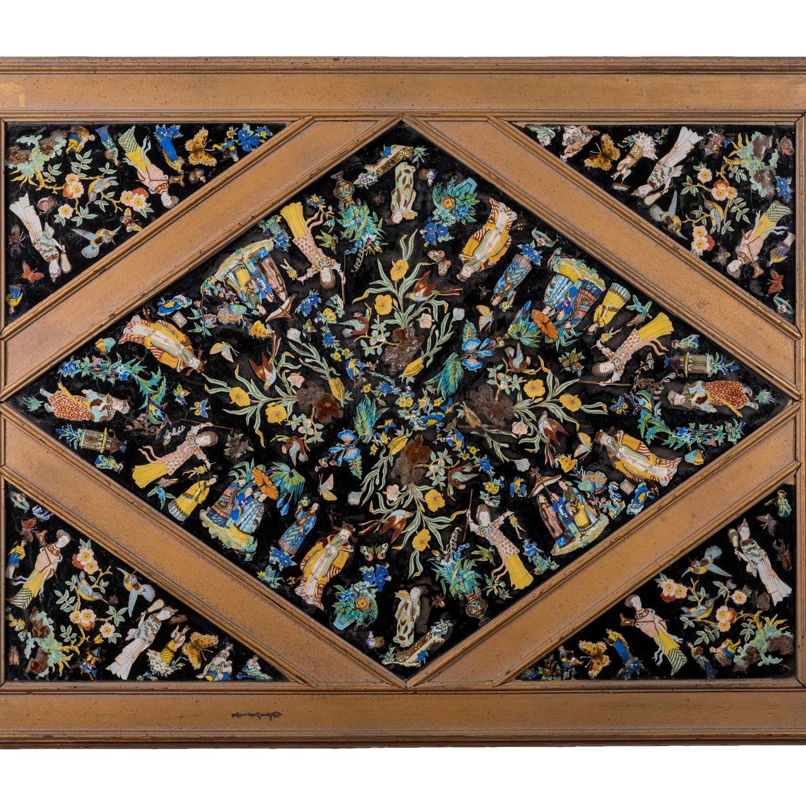 Chinoiserie Eglomise Glass Panel, 19th Century - 2