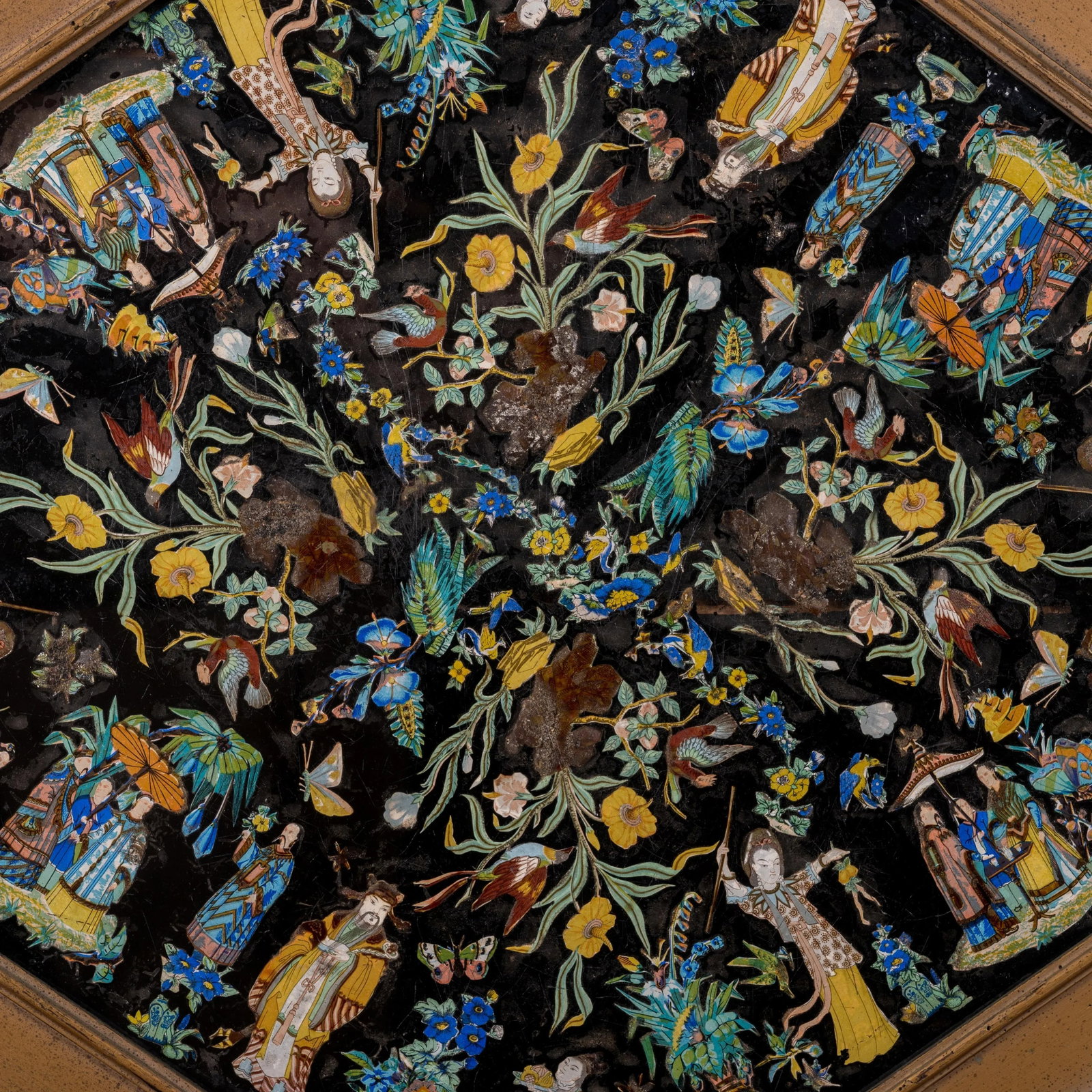 Chinoiserie Eglomise Glass Panel, 19th Century - 3