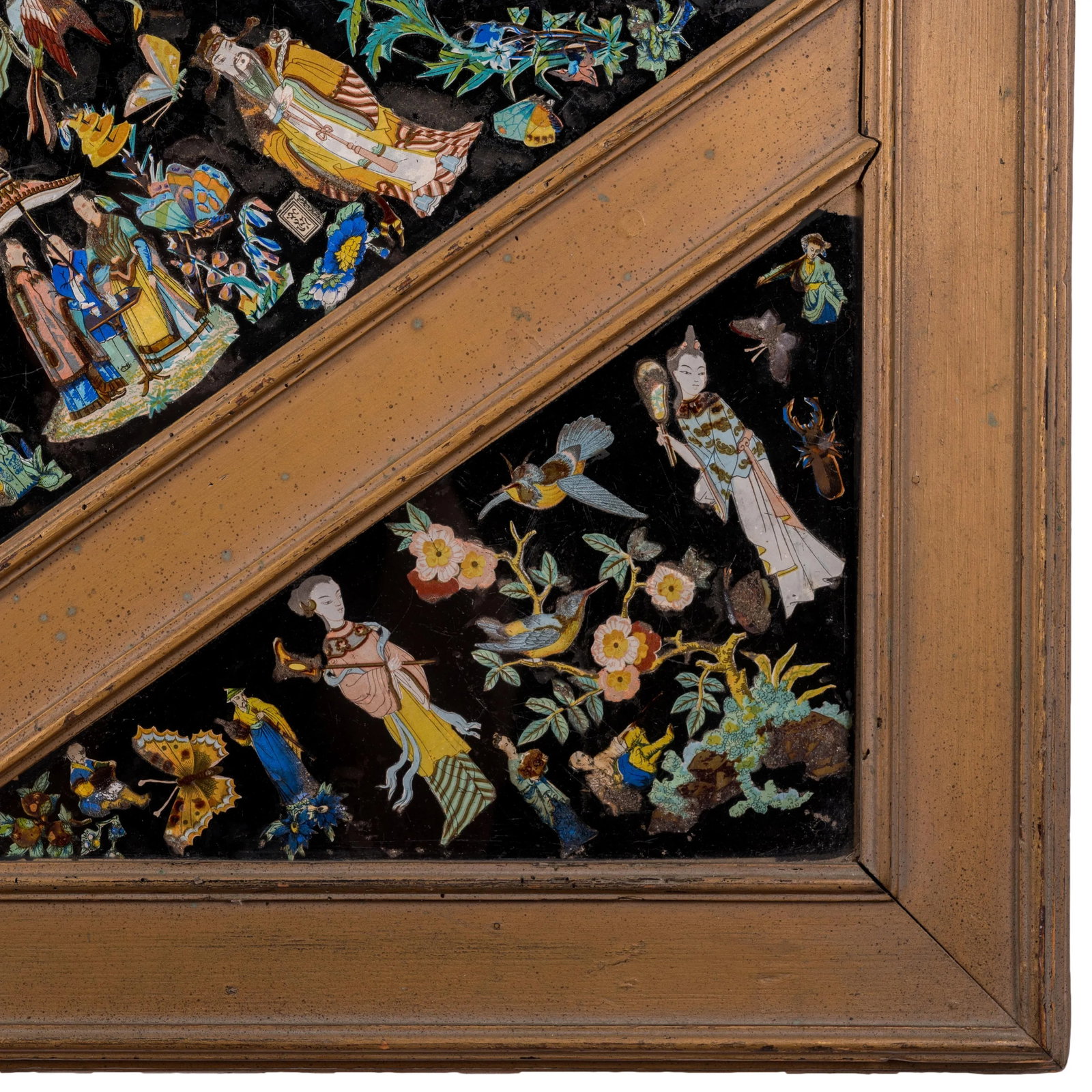 Chinoiserie Eglomise Glass Panel, 19th Century - 4
