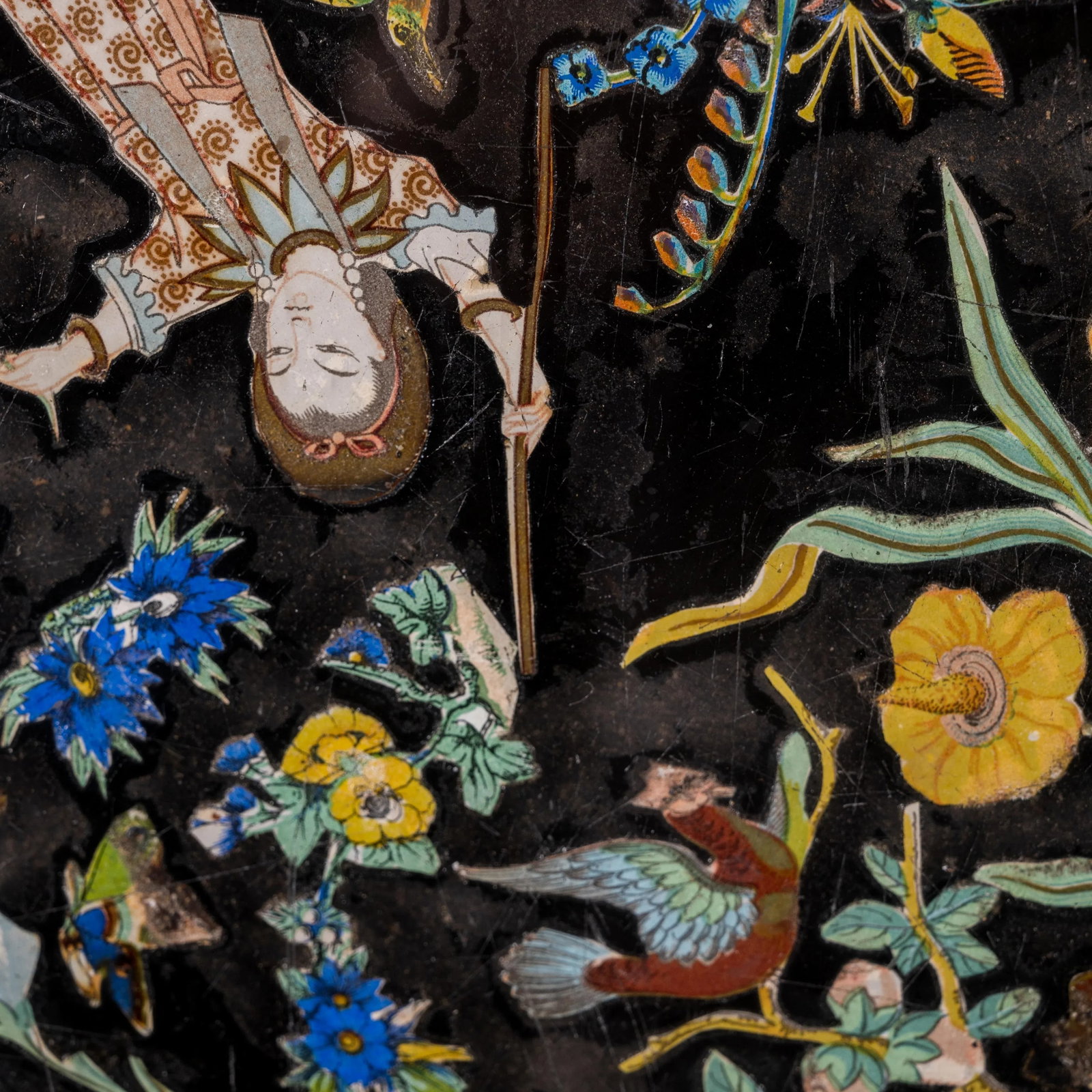 Chinoiserie Eglomise Glass Panel, 19th Century - 7