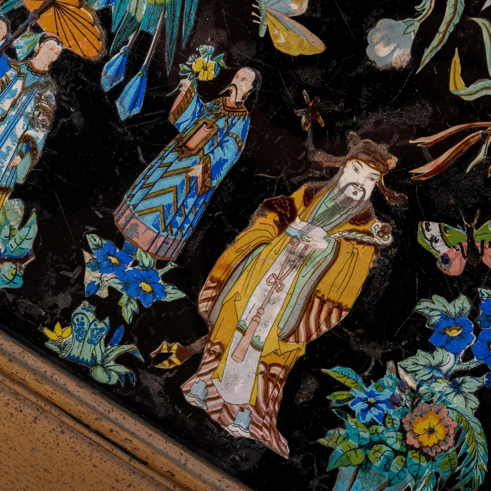 Chinoiserie Eglomise Glass Panel, 19th Century - 8