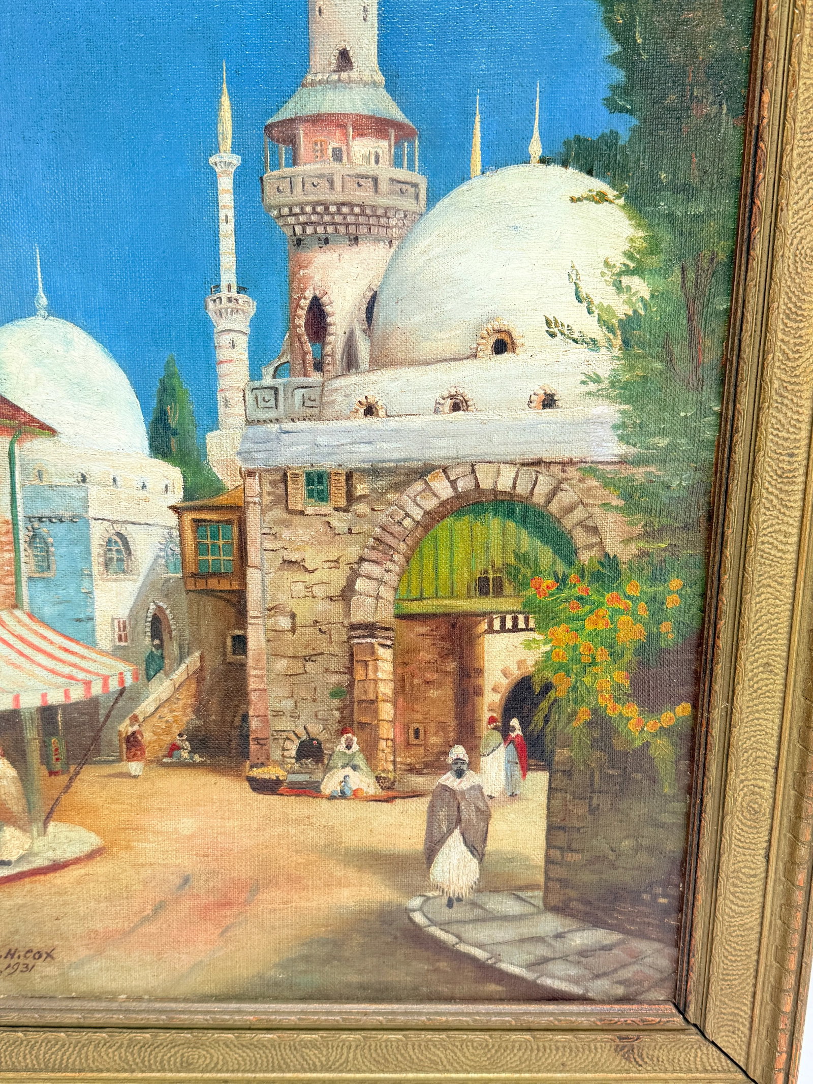 William Cox "Arab Scene" Landscape Oil on Canvas C. 1931 - 6