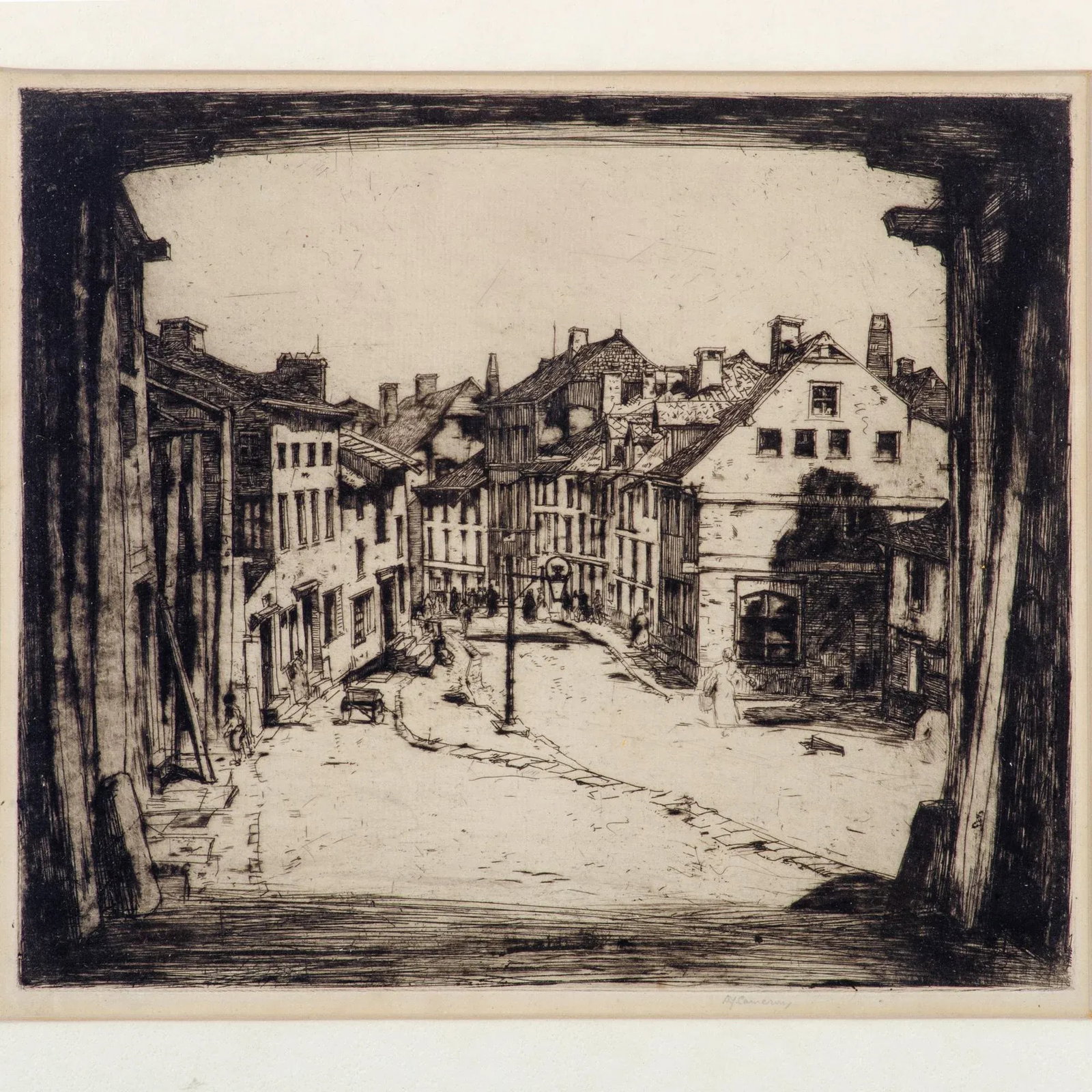 Sir David Young Cameron "Old La Roche" Etching, Belgium, 1907 - 2