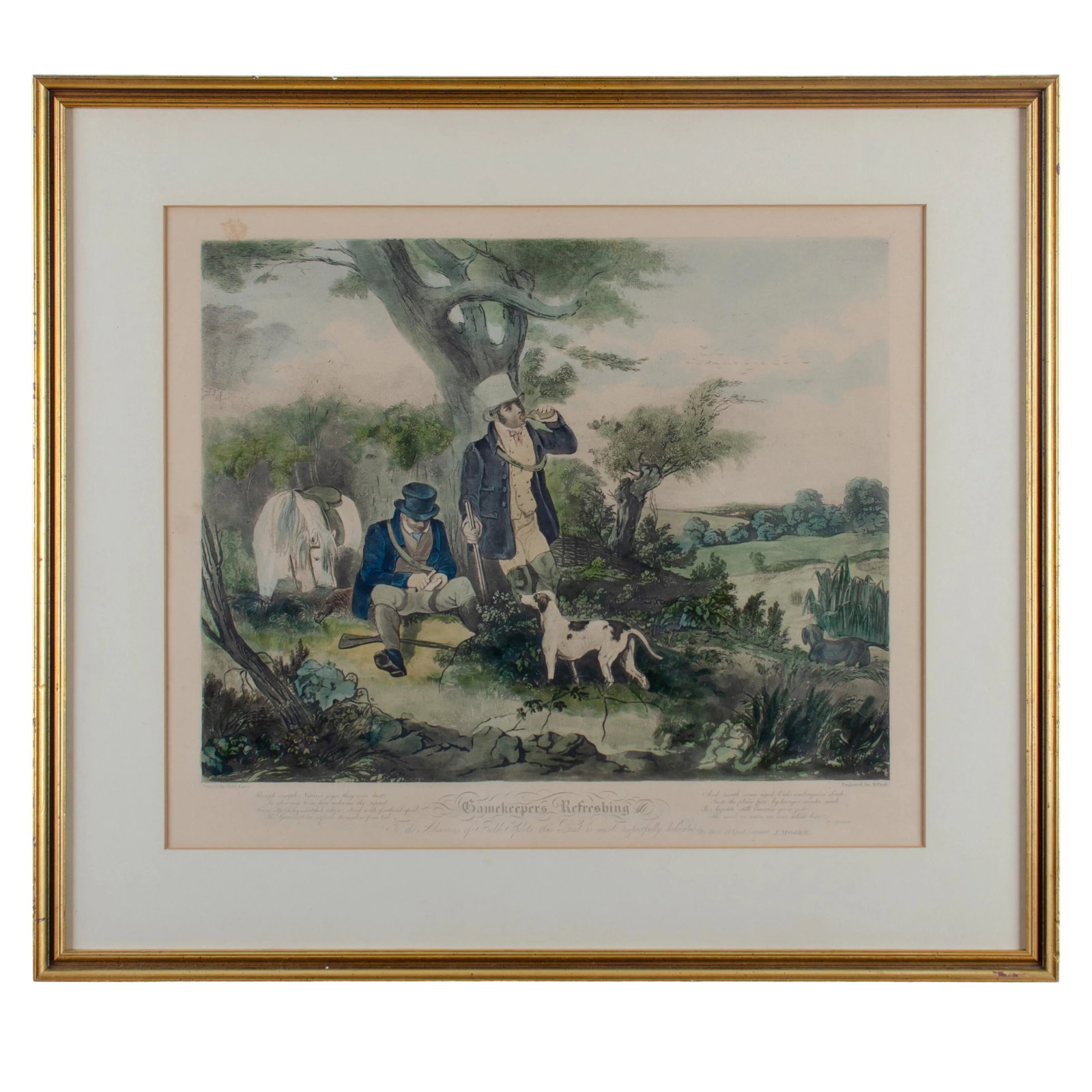 Gamekeepers Refreshing, Engraving by H. Pyall, After s.j.e. Jones, C.1829 (1 of 7)