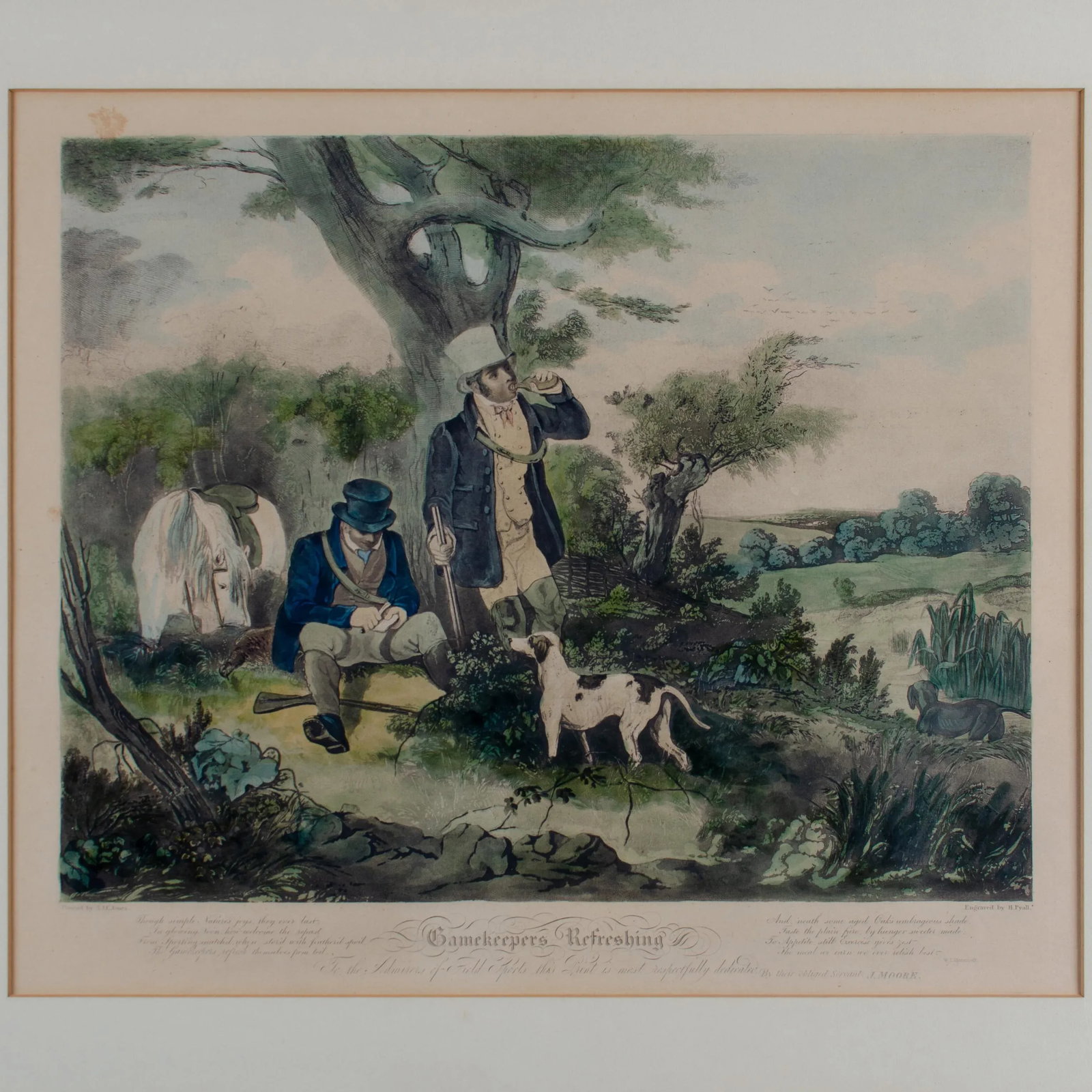 Gamekeepers Refreshing, Engraving by H. Pyall, After s.j.e. Jones, C.1829 - 2