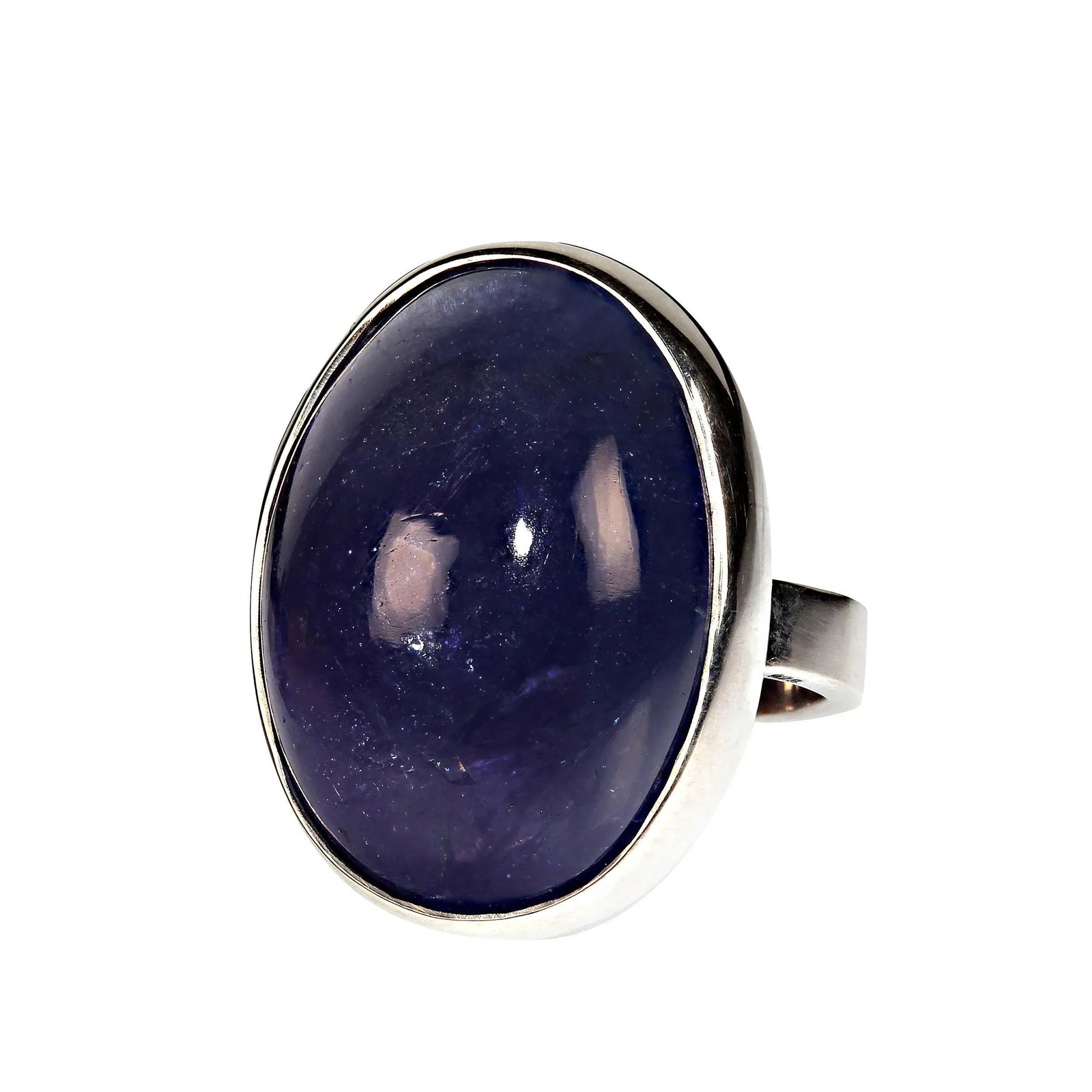 Tanzanite Oval Cabochon in Sterling Silver Ring Size 7.5 - 4