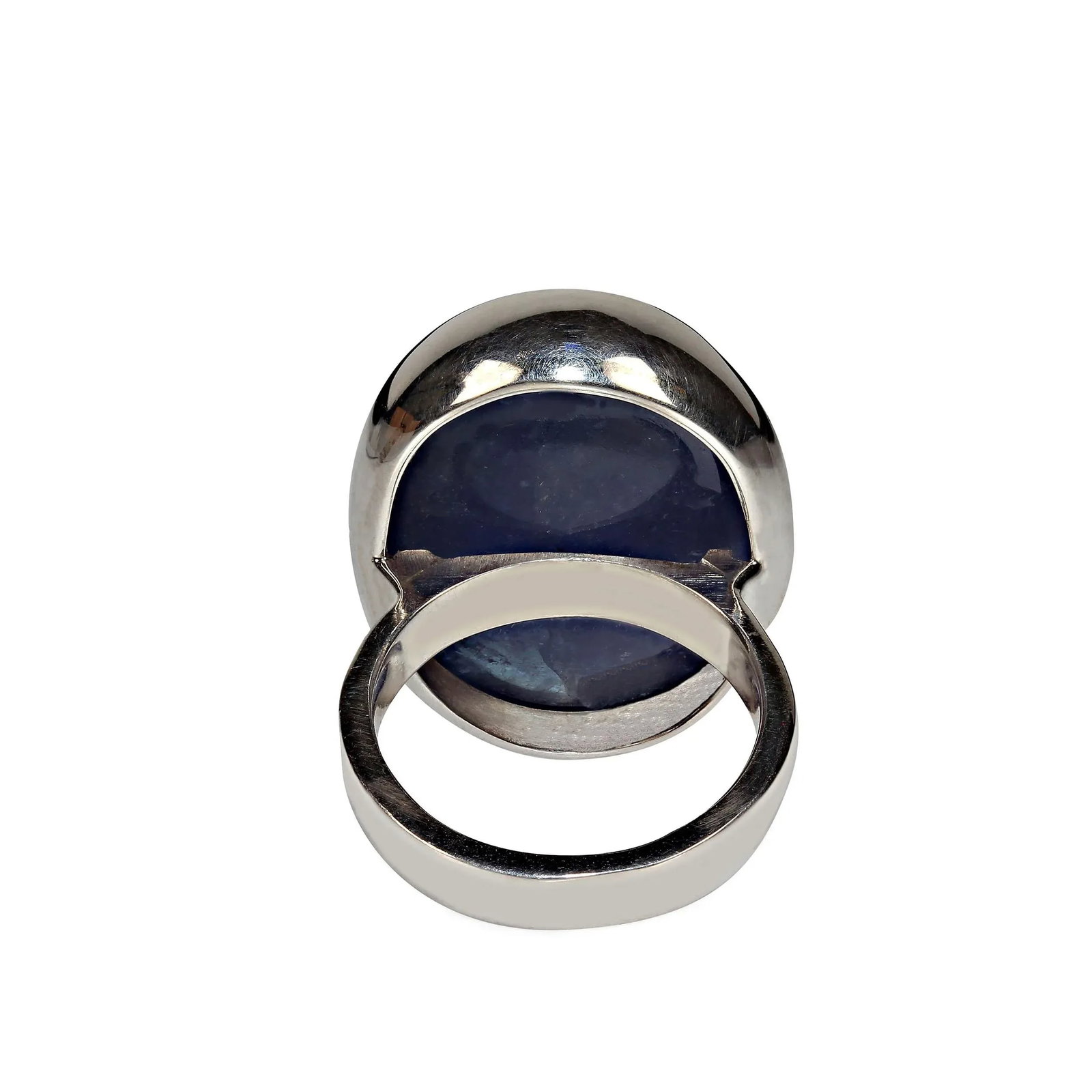 Tanzanite Oval Cabochon in Sterling Silver Ring Size 7.5 - 6