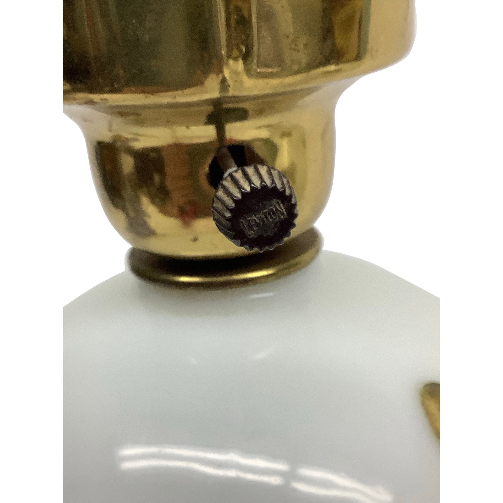 Mid Century Original White and Gold Opaline Glass Table Lamps - A Pair - 2