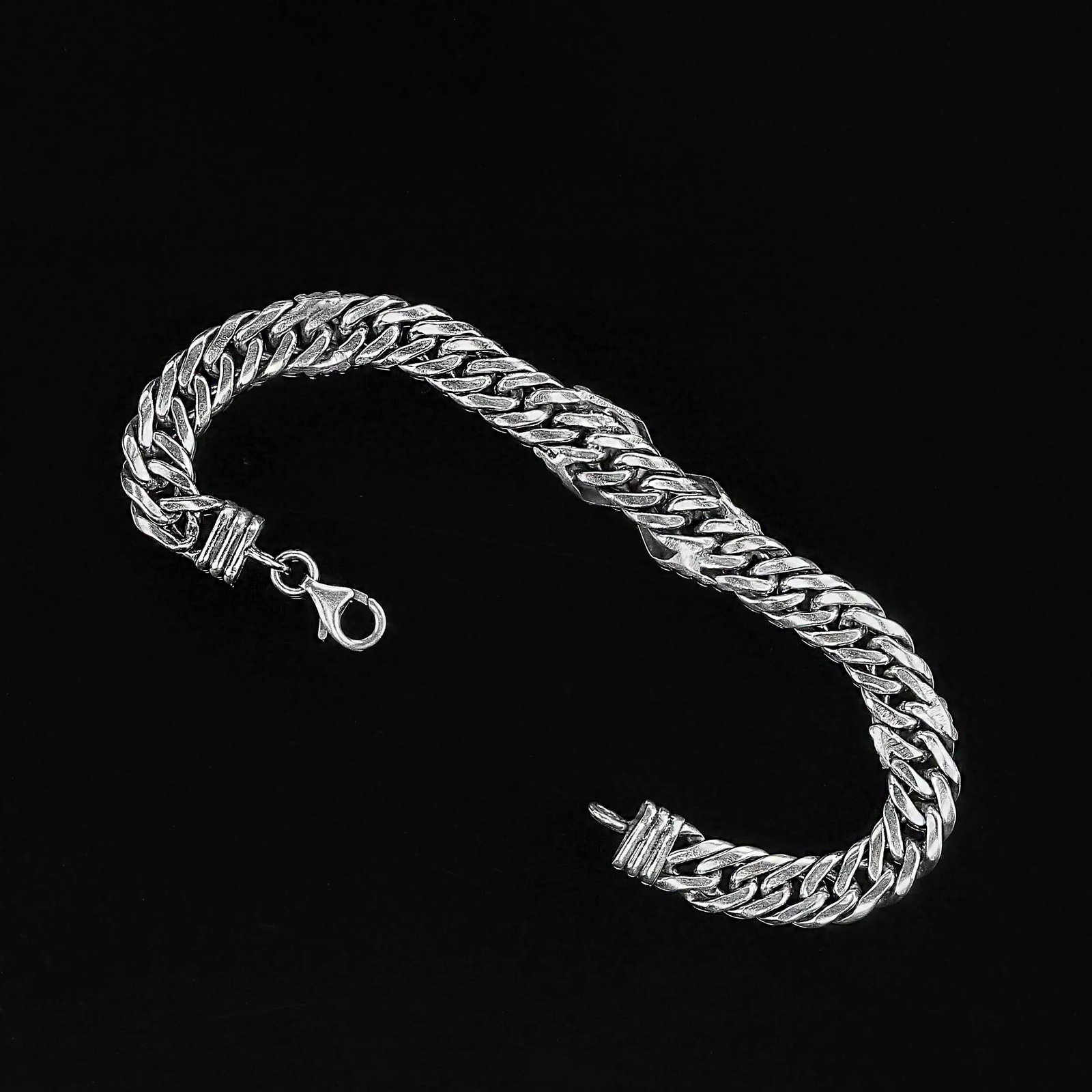 Late 20th Century Sterling Silver Link Bracelet With Goldy Bars - 3