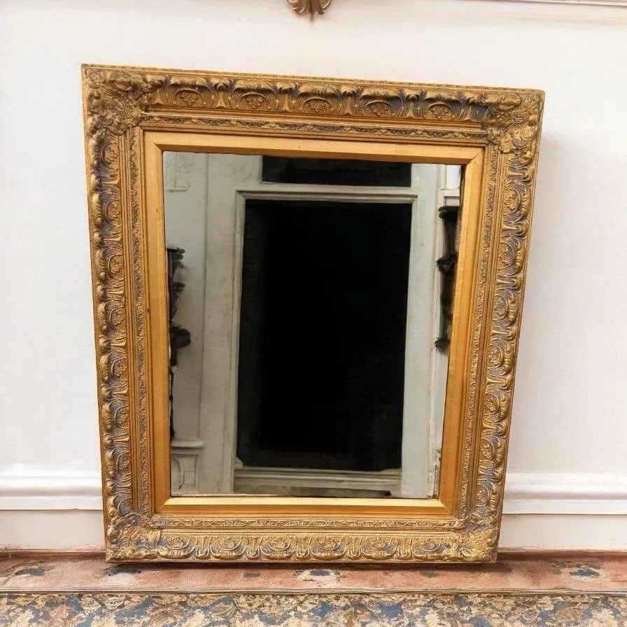 Late 20th Century Ornate Gold Framed Mirror Gilt Wood and Gesso - 3
