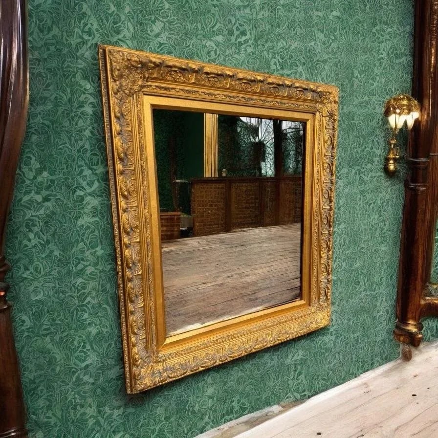 Late 20th Century Ornate Gold Framed Mirror Gilt Wood and Gesso - 7