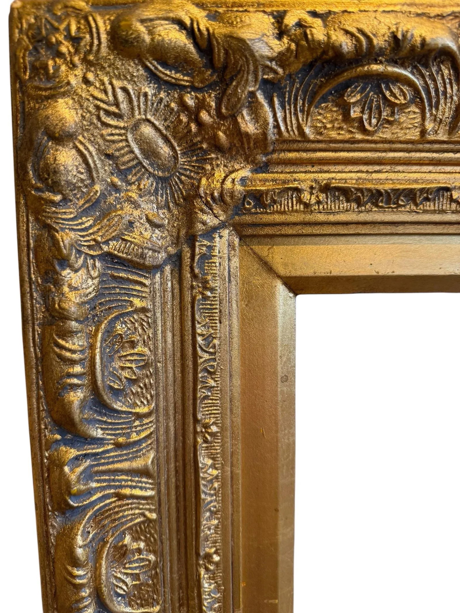Late 20th Century Ornate Gold Framed Mirror Gilt Wood and Gesso - 8