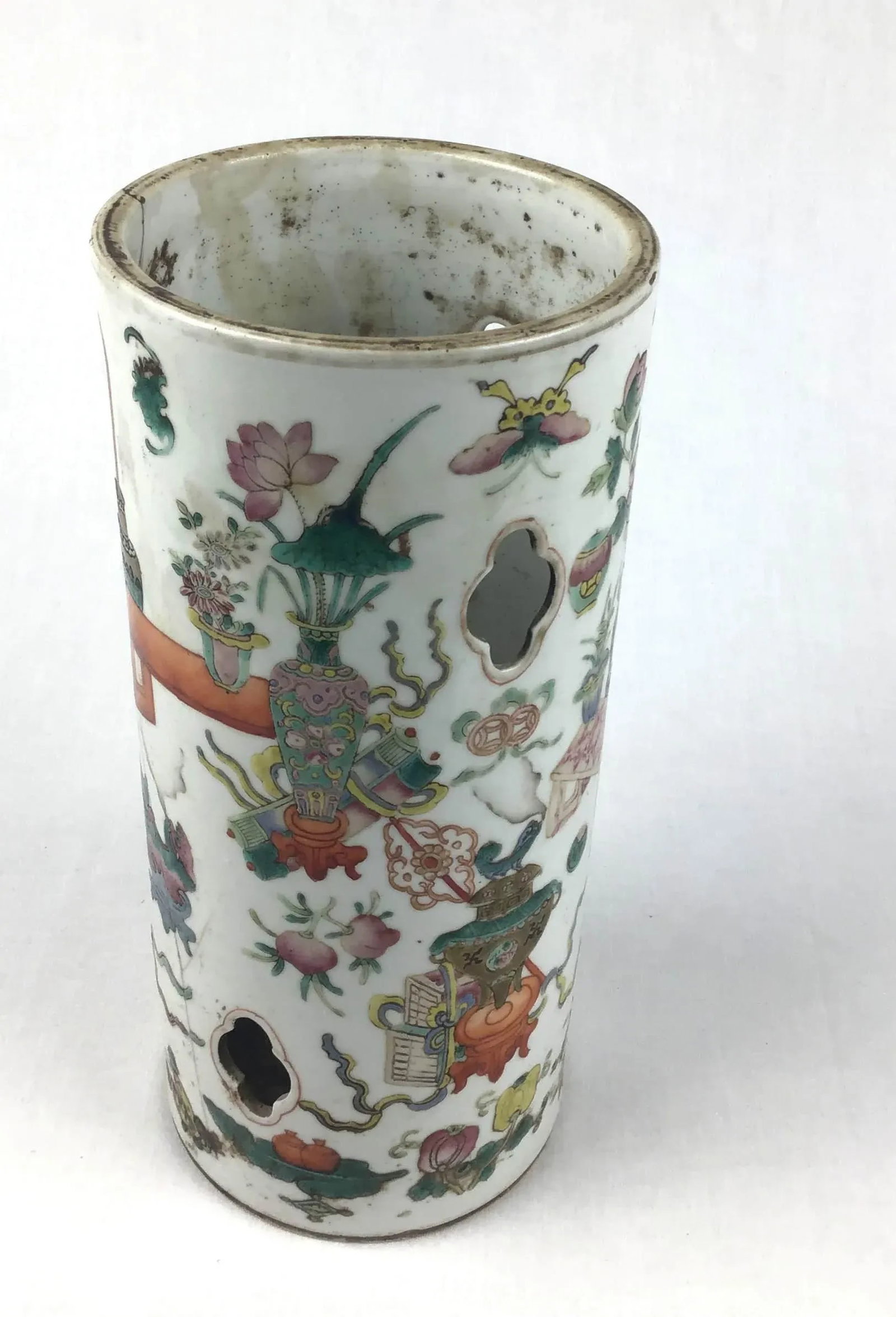 Chinese Antique Porcelain Hat Stand Vase - 2