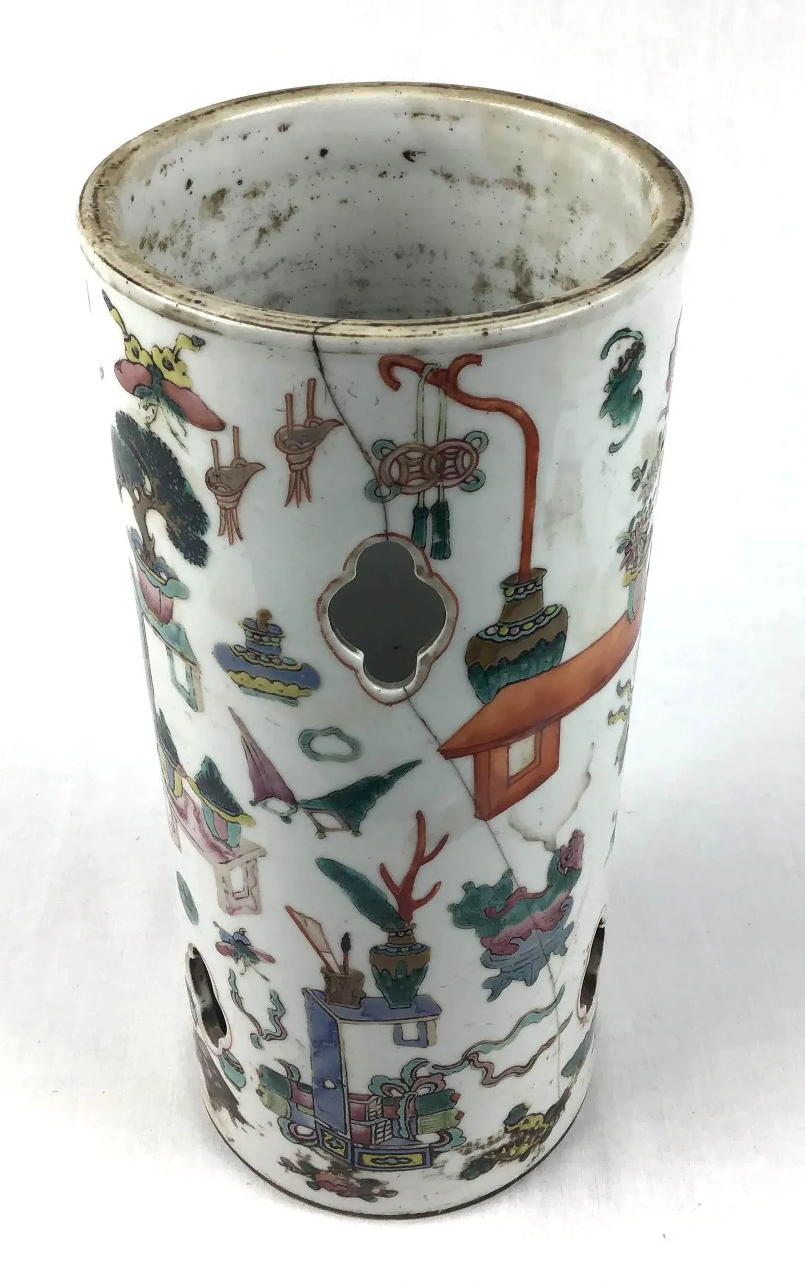 Chinese Antique Porcelain Hat Stand Vase - 3
