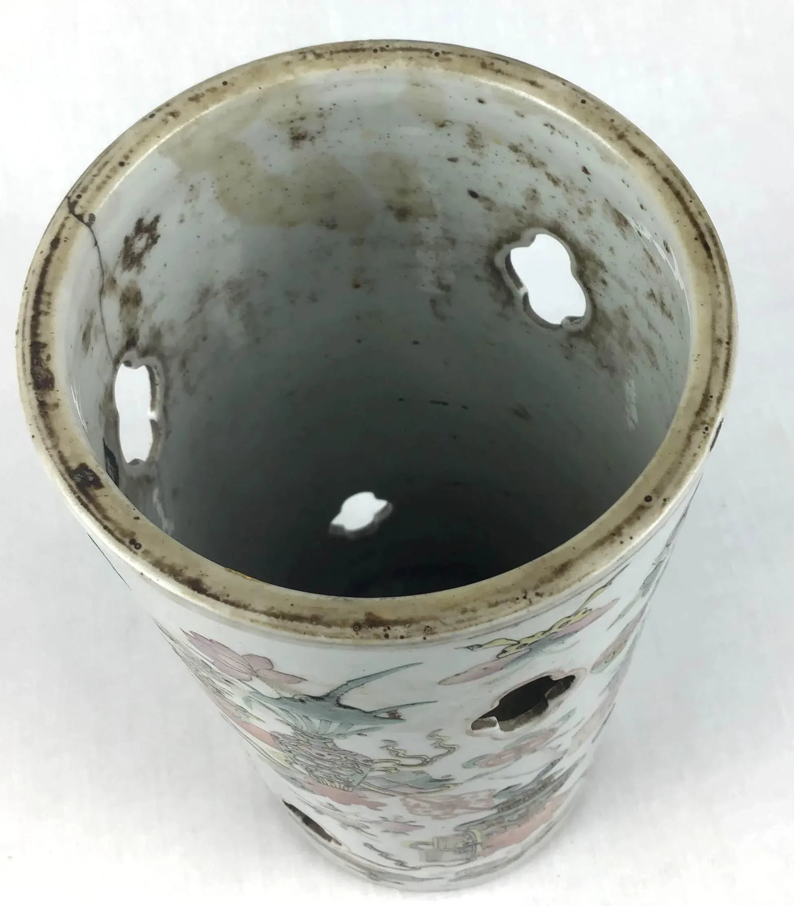 Chinese Antique Porcelain Hat Stand Vase - 4