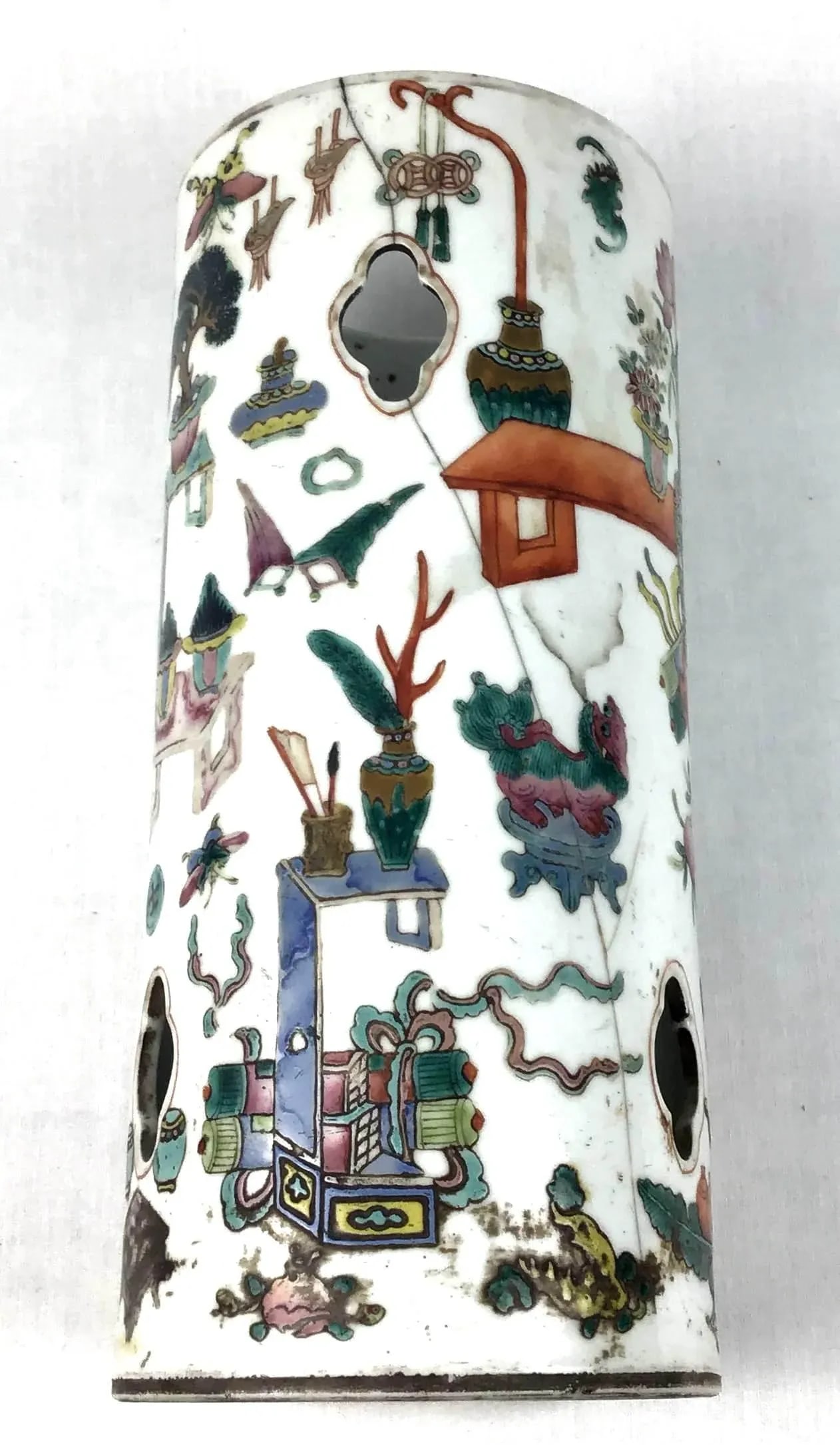 Chinese Antique Porcelain Hat Stand Vase - 6