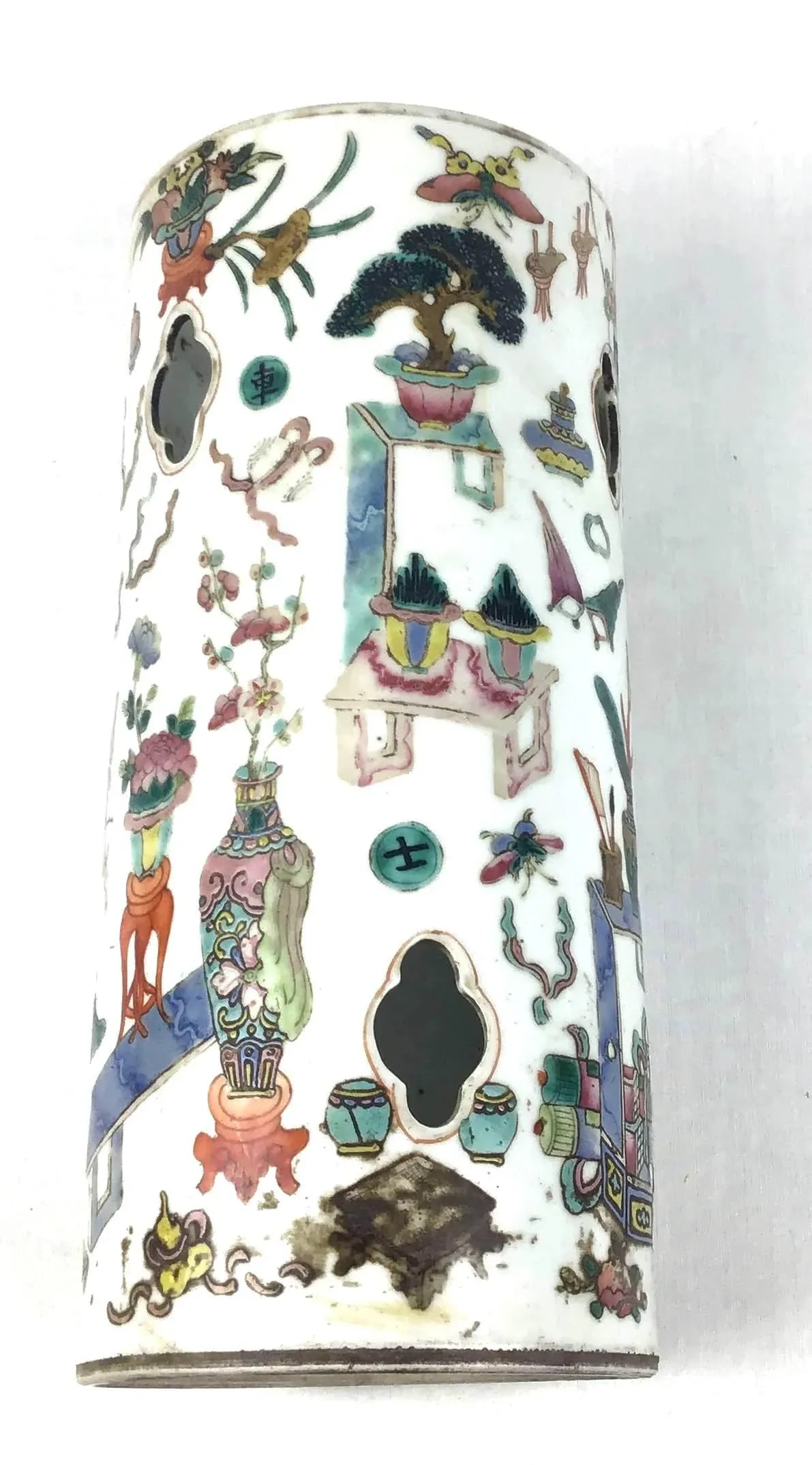 Chinese Antique Porcelain Hat Stand Vase - 7