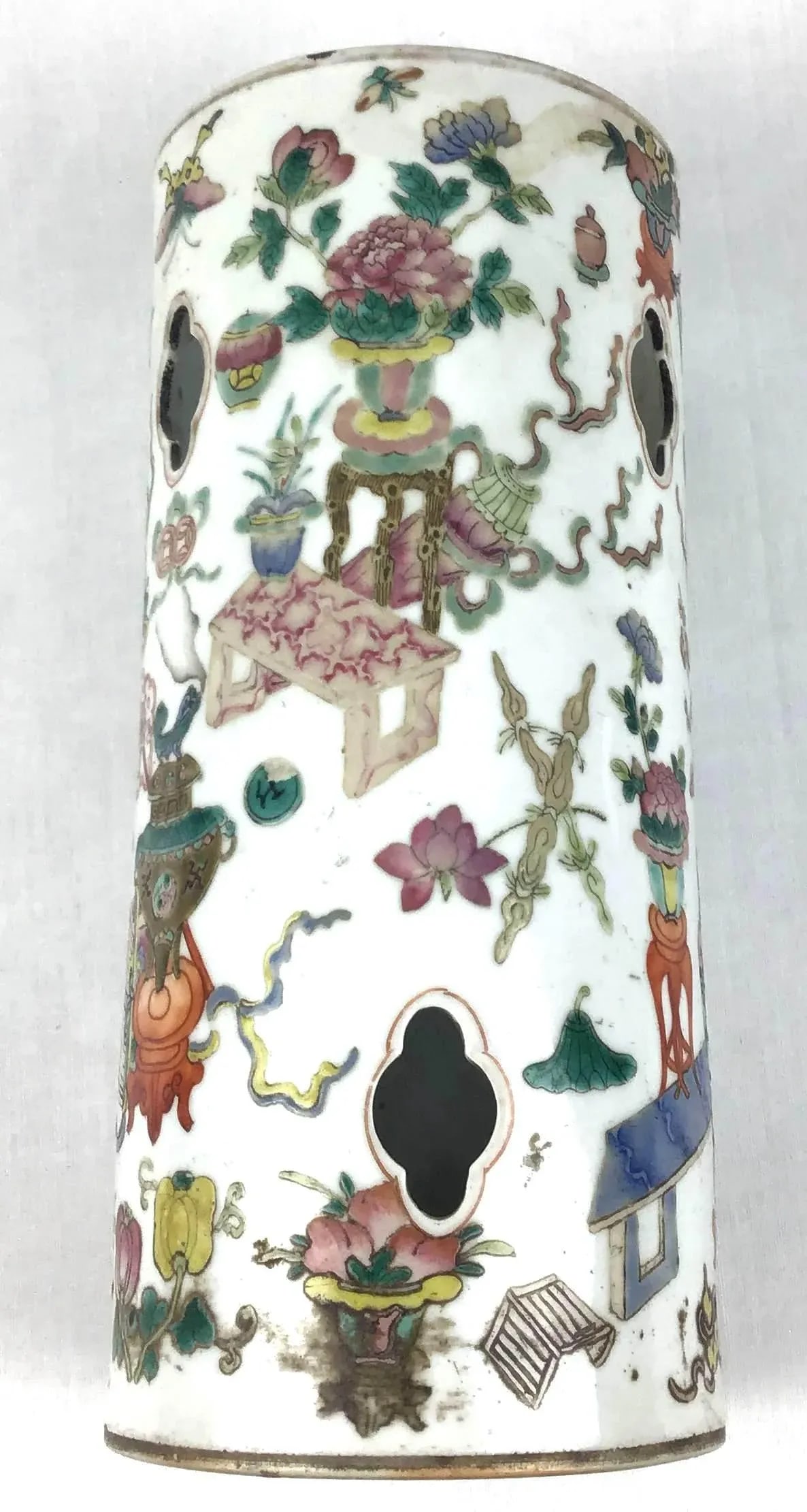 Chinese Antique Porcelain Hat Stand Vase - 8