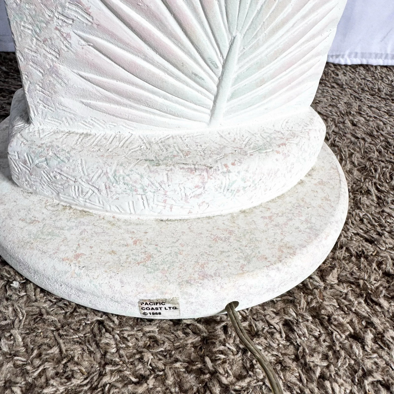 Postmodern Pink and Green on White Palm Frawn Sculpted Plaster Floor Lamp - 10