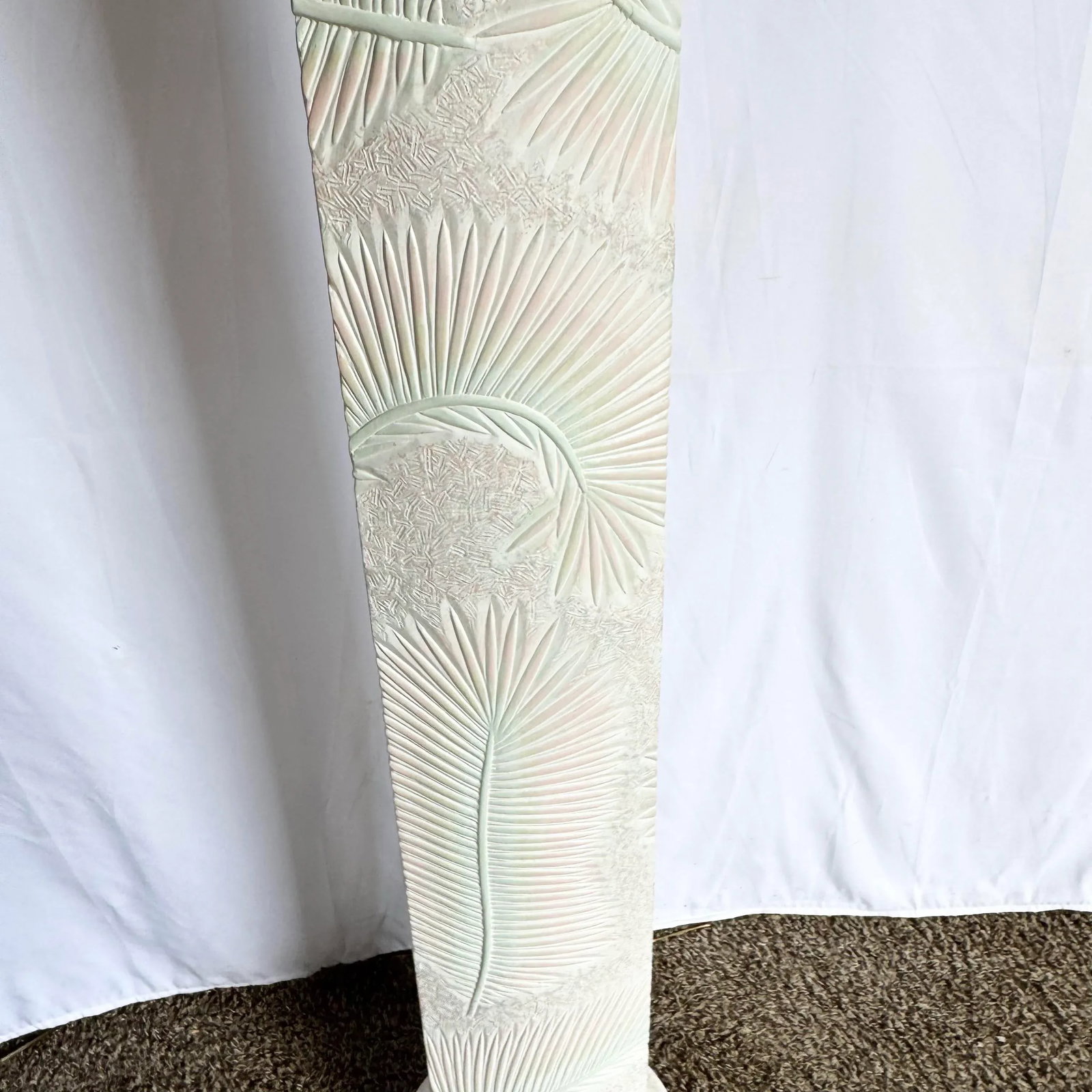 Postmodern Pink and Green on White Palm Frawn Sculpted Plaster Floor Lamp - 4