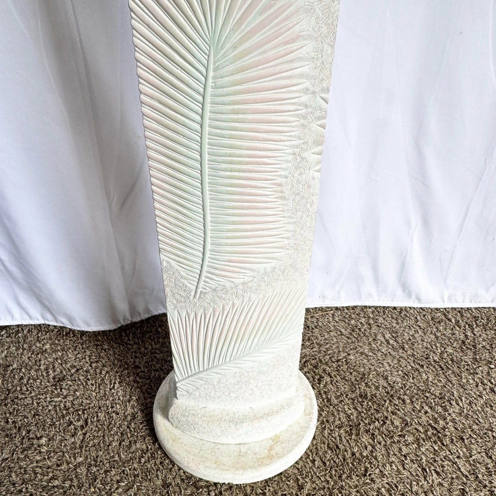 Postmodern Pink and Green on White Palm Frawn Sculpted Plaster Floor Lamp - 5
