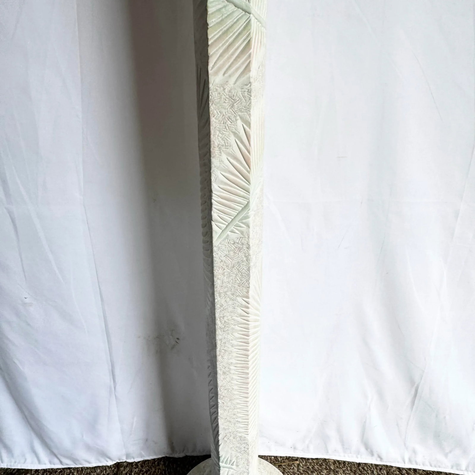 Postmodern Pink and Green on White Palm Frawn Sculpted Plaster Floor Lamp - 7