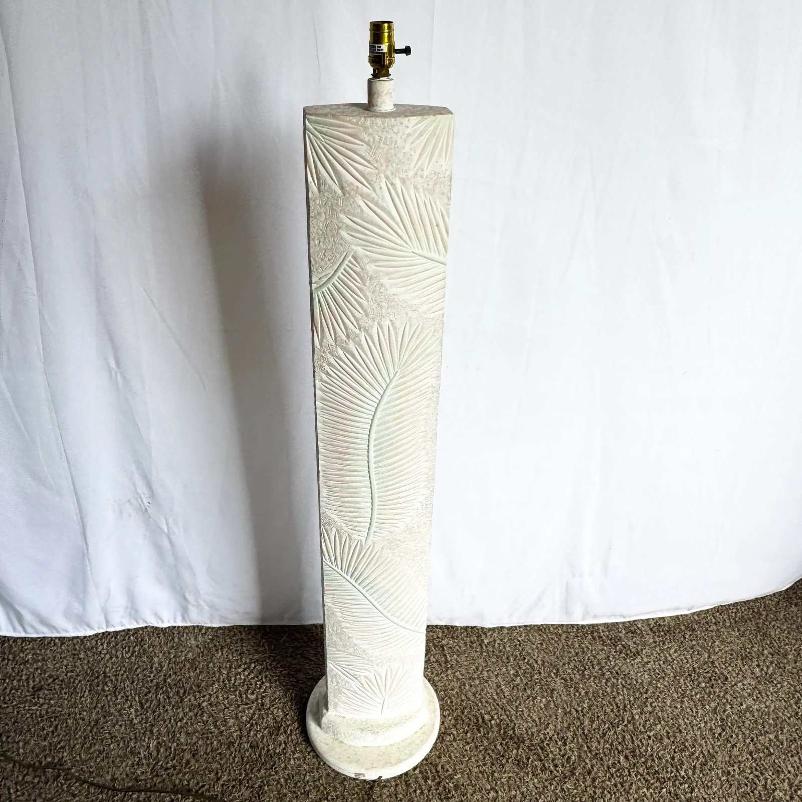Postmodern Pink and Green on White Palm Frawn Sculpted Plaster Floor Lamp - 8