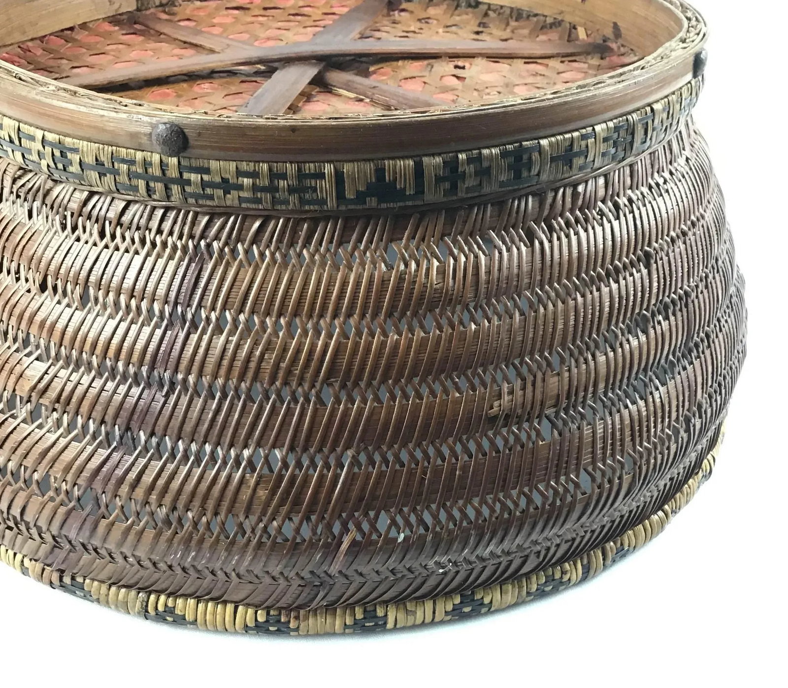 Antique Chinese Large Straw Basket - 8