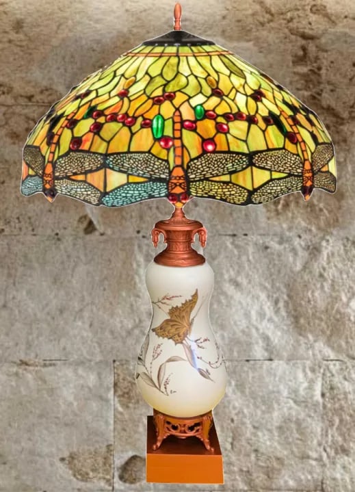 Vintage White Ceramic Gold Butterfly Table Lamps - a Pair - 4