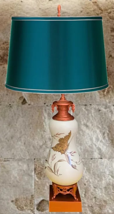 Vintage White Ceramic Gold Butterfly Table Lamps - a Pair - 6