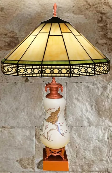 Vintage White Ceramic Gold Butterfly Table Lamps - a Pair - 8