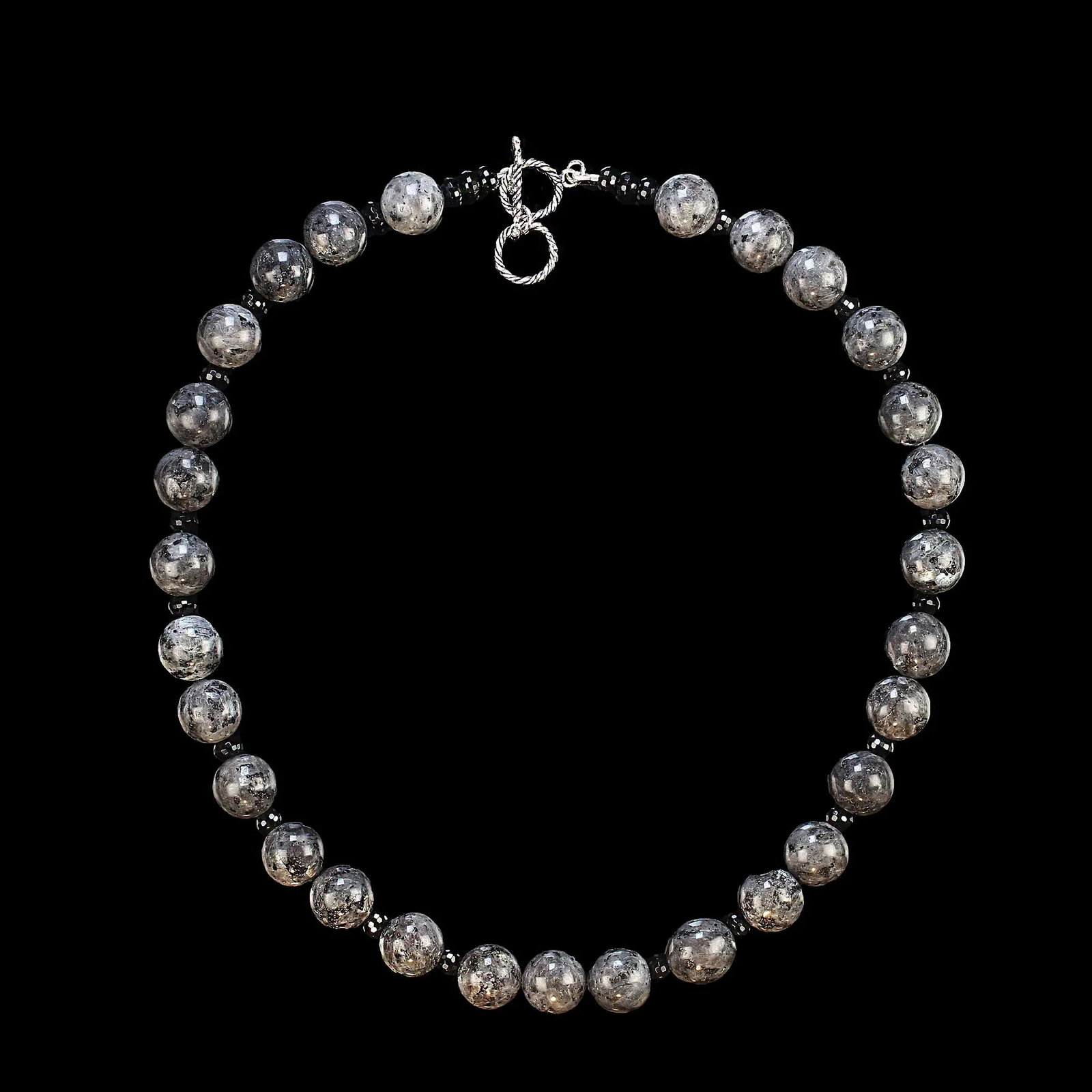 Larvikite Gemstone and Black Onyx Necklace - 4