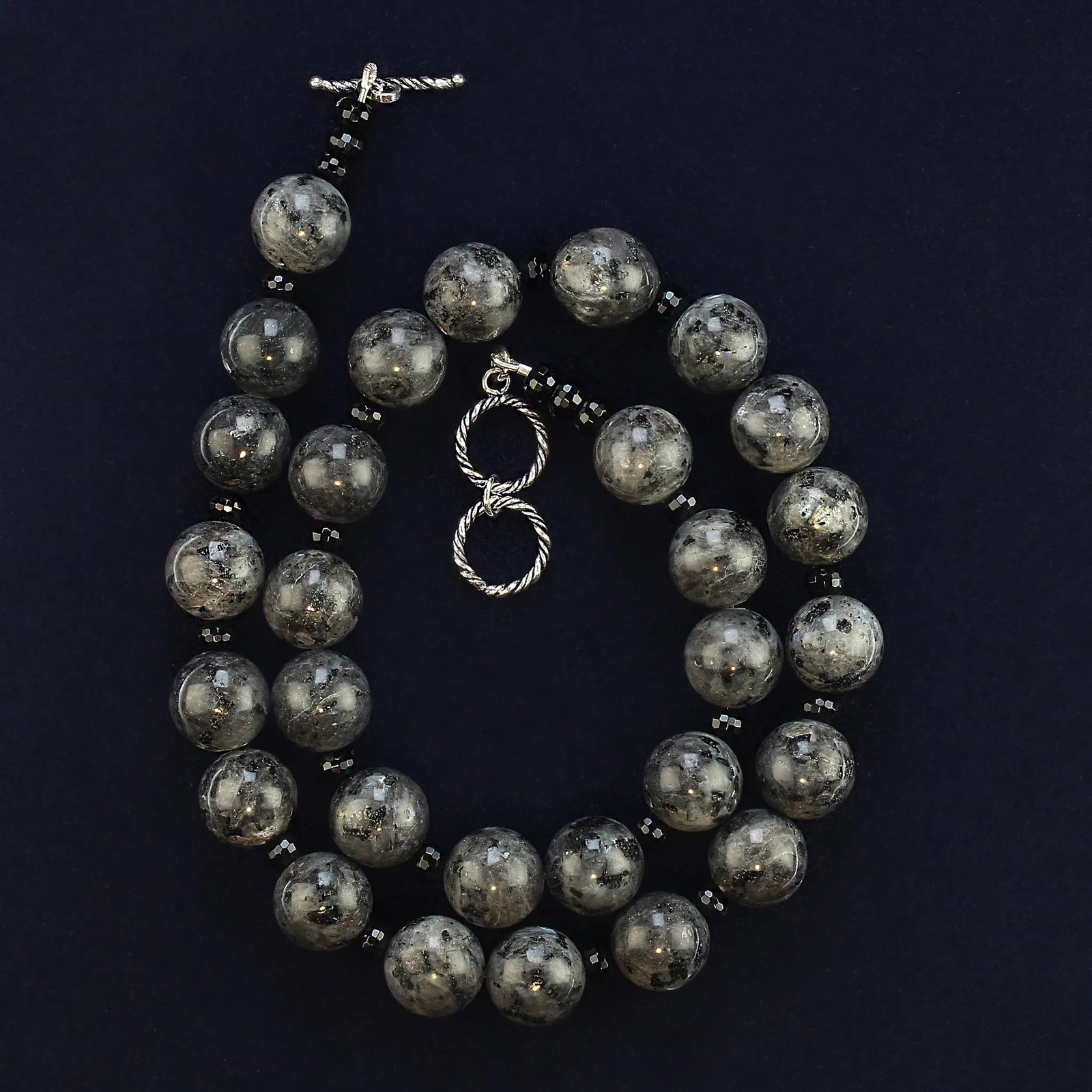 Larvikite Gemstone and Black Onyx Necklace - 5