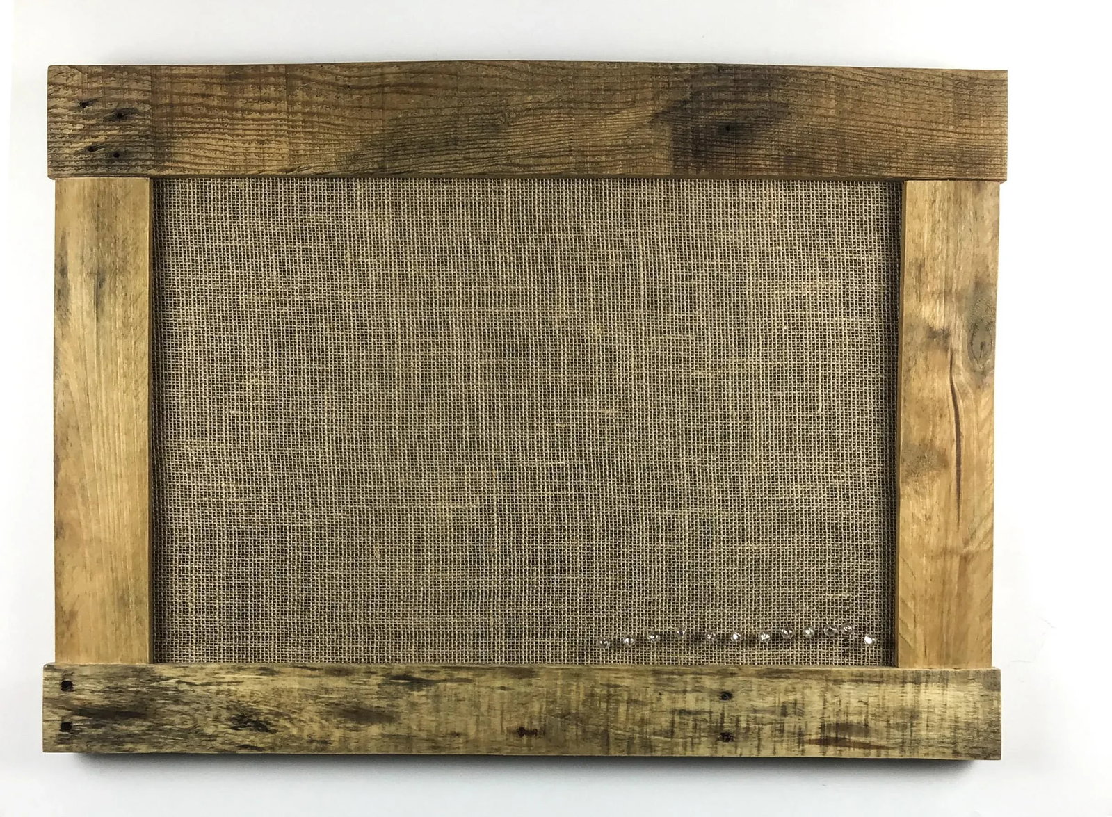 Solid Oak Framed Burlap Pin Board Display - 2