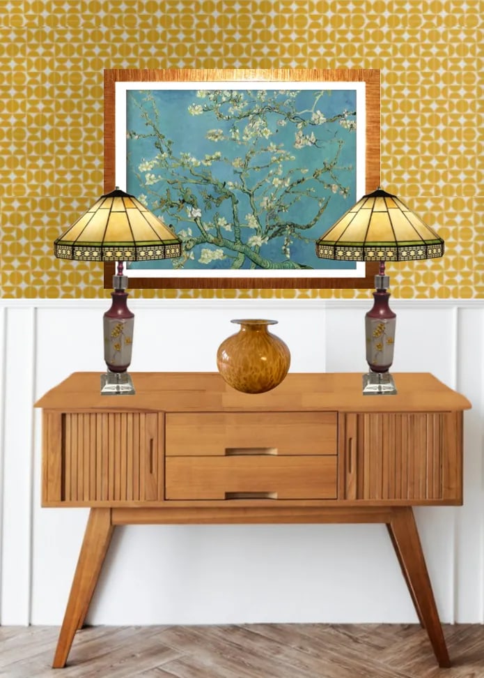 Mid-Century Floral Glass Table Lamp - a Pair - 5