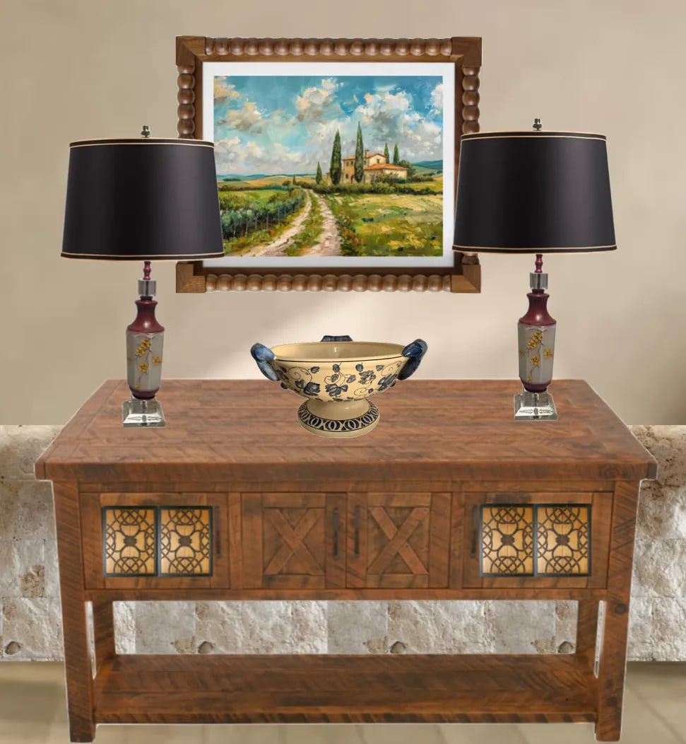 Mid-Century Floral Glass Table Lamp - a Pair - 8