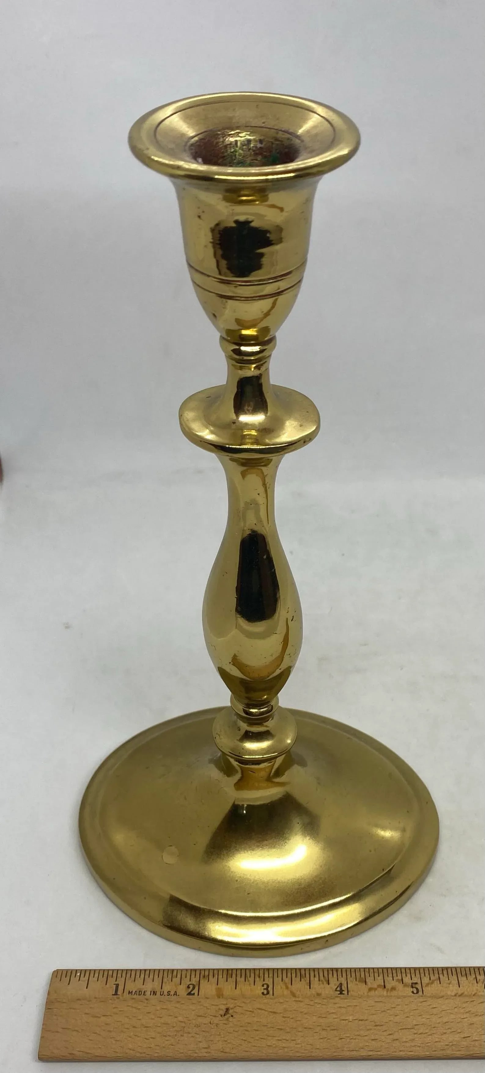 Antique Regency-Style Solid Brass Candle Holders With Oval Bases - a Pair - 10
